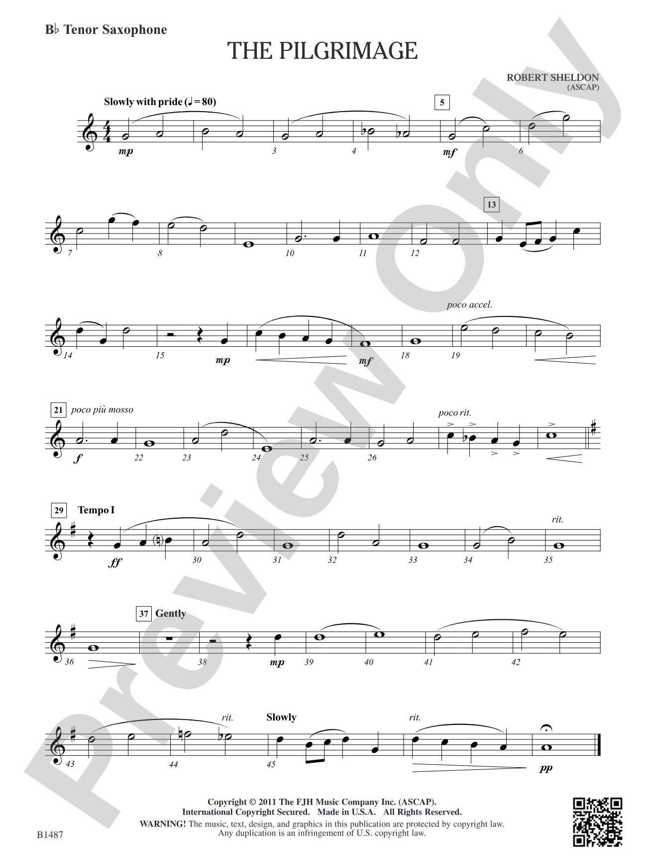 The Pilgrimage: B-flat Tenor Saxophone
