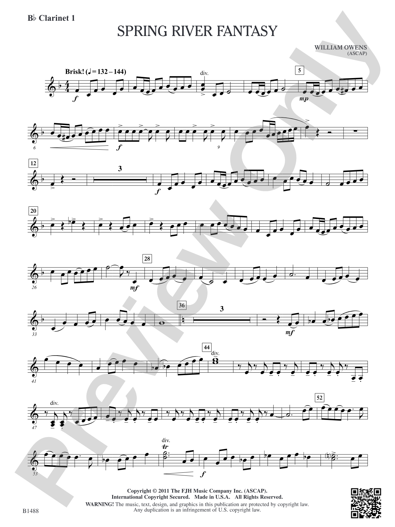 Spring River Fantasy: B-flat Clarinet 1