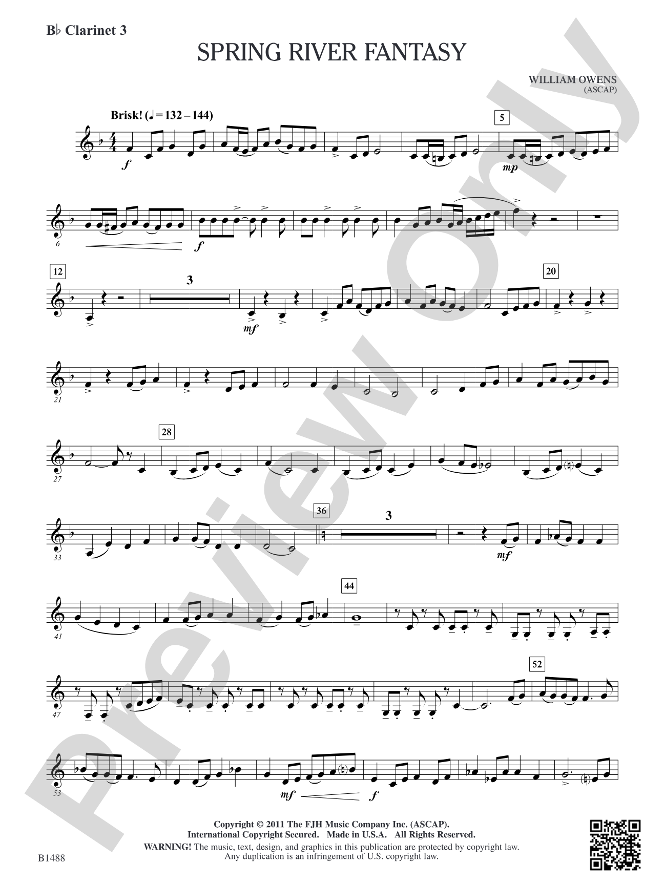 Spring River Fantasy: B-flat Clarinet 3