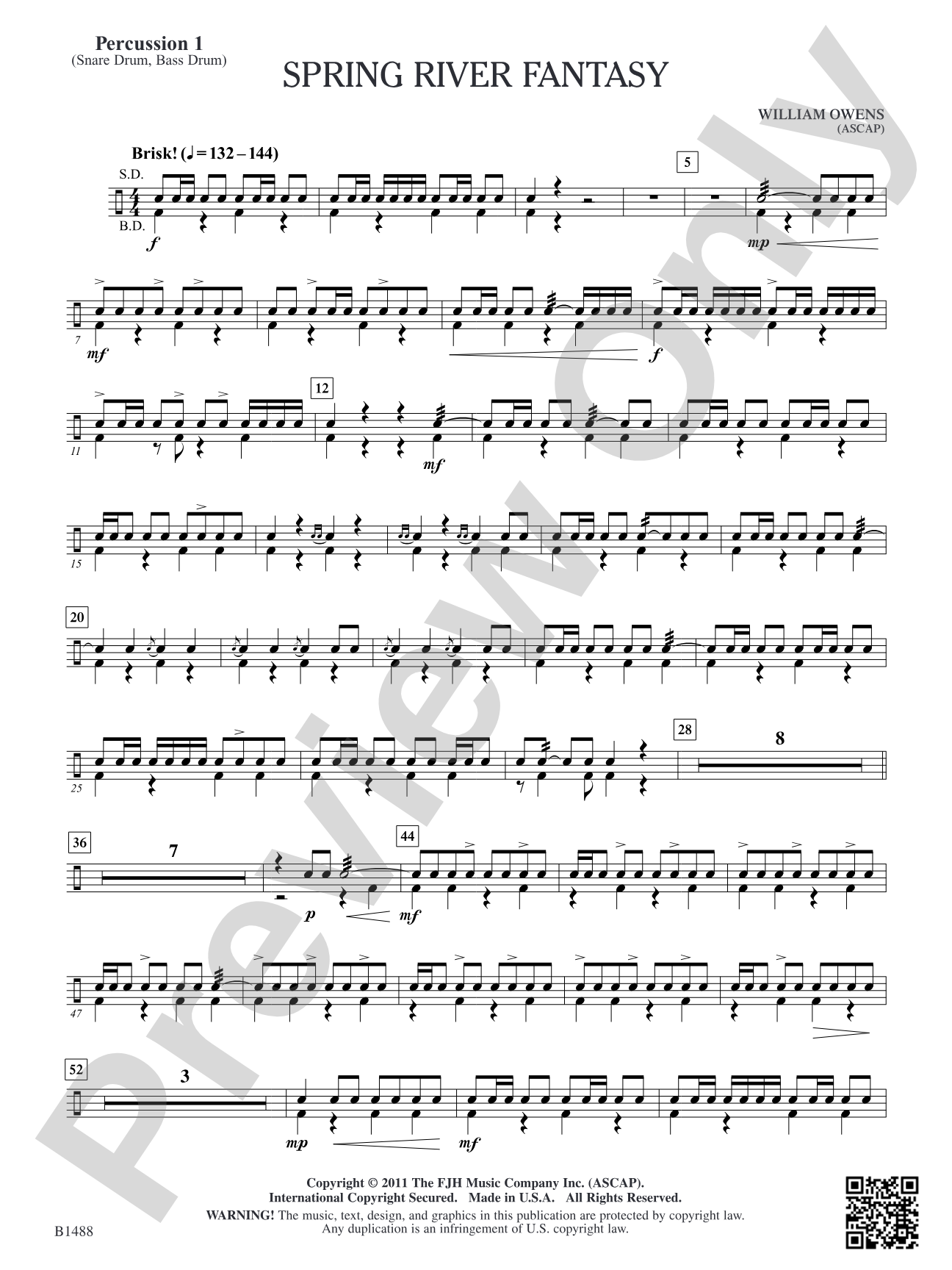 Spring River Fantasy: Percussion 1