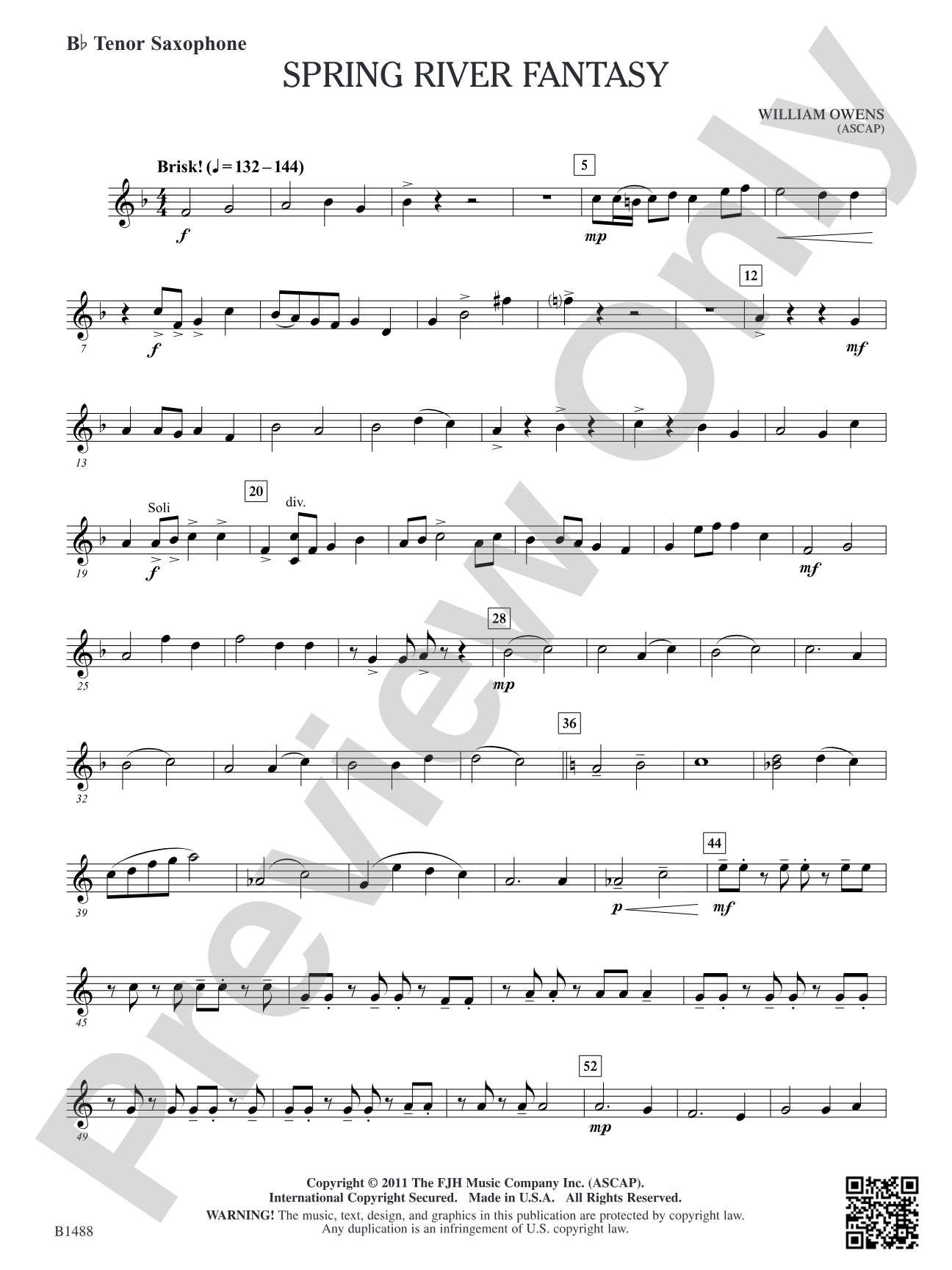 Spring River Fantasy: B-flat Tenor Saxophone