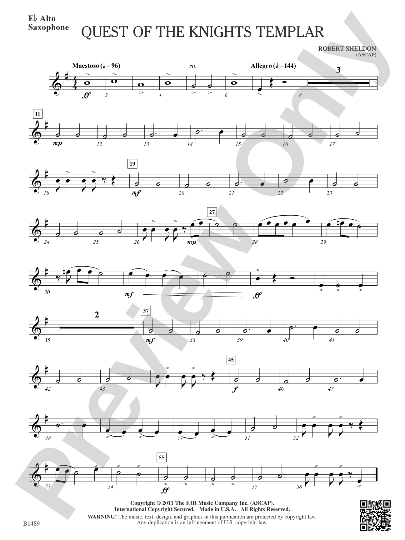Quest of the Knights Templar: E-flat Alto Saxophone