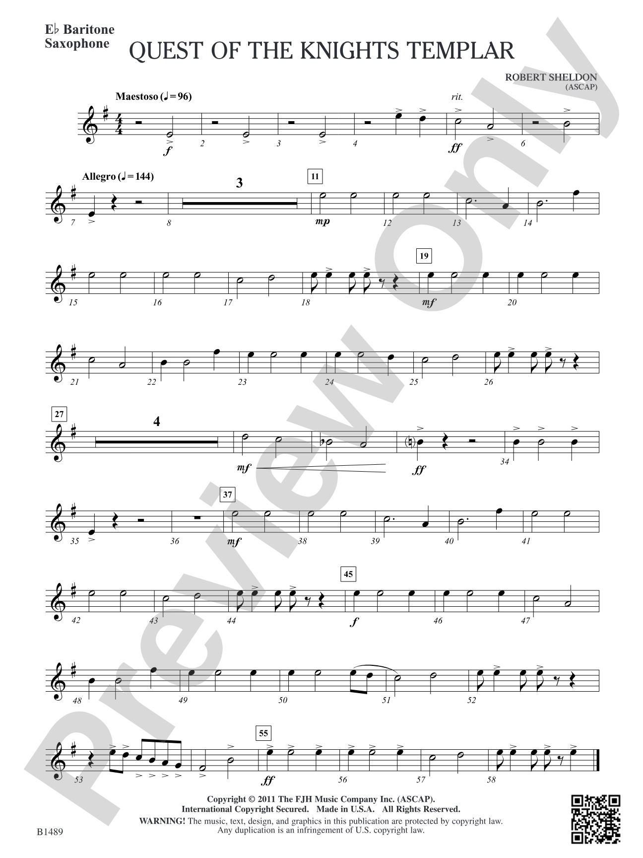 Quest of the Knights Templar: E-flat Baritone Saxophone
