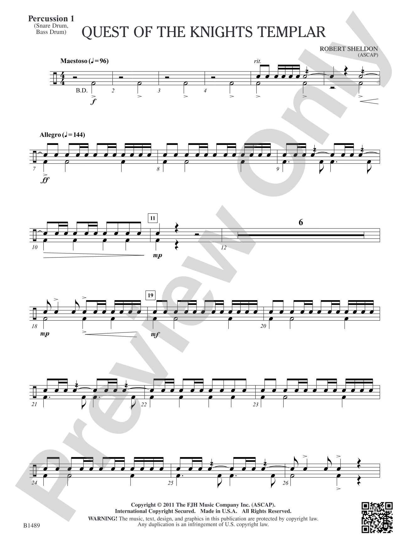 Quest of the Knights Templar: Percussion 1