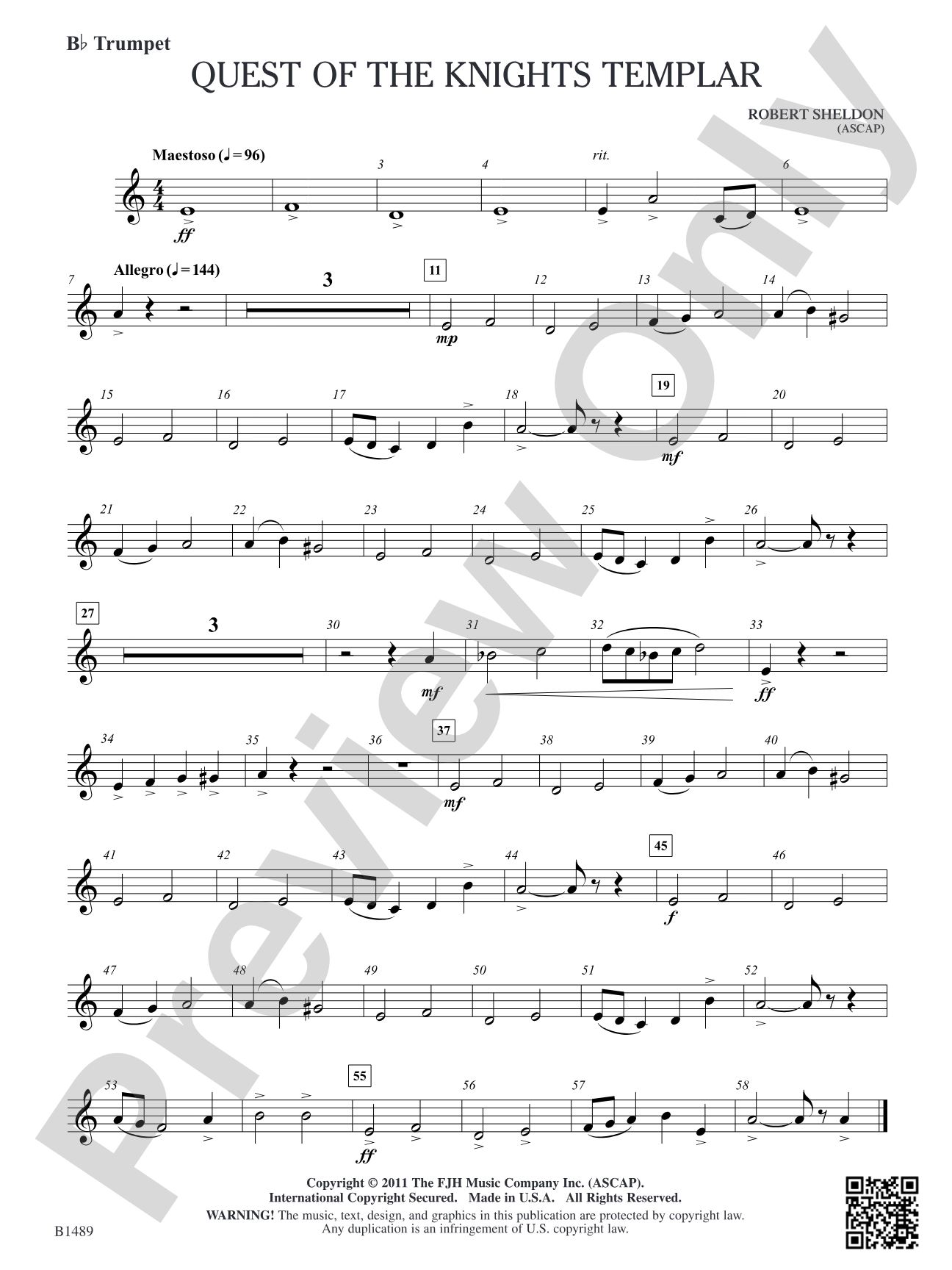 Quest of the Knights Templar: B-flat Trumpet