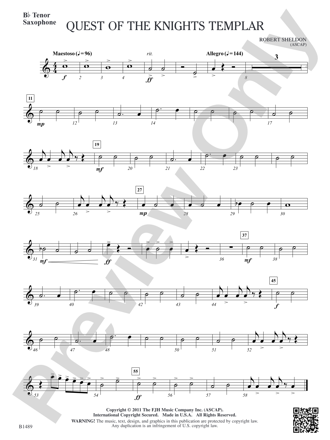 Quest of the Knights Templar: B-flat Tenor Saxophone