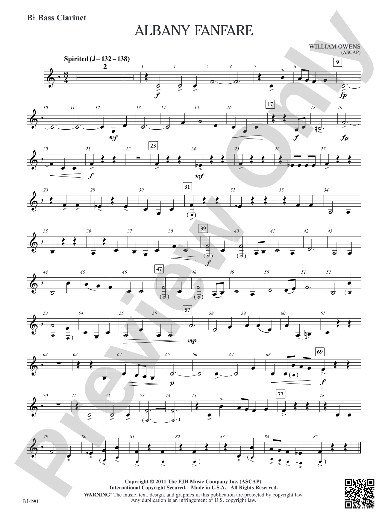 Albany Fanfare: B-flat Bass Clarinet