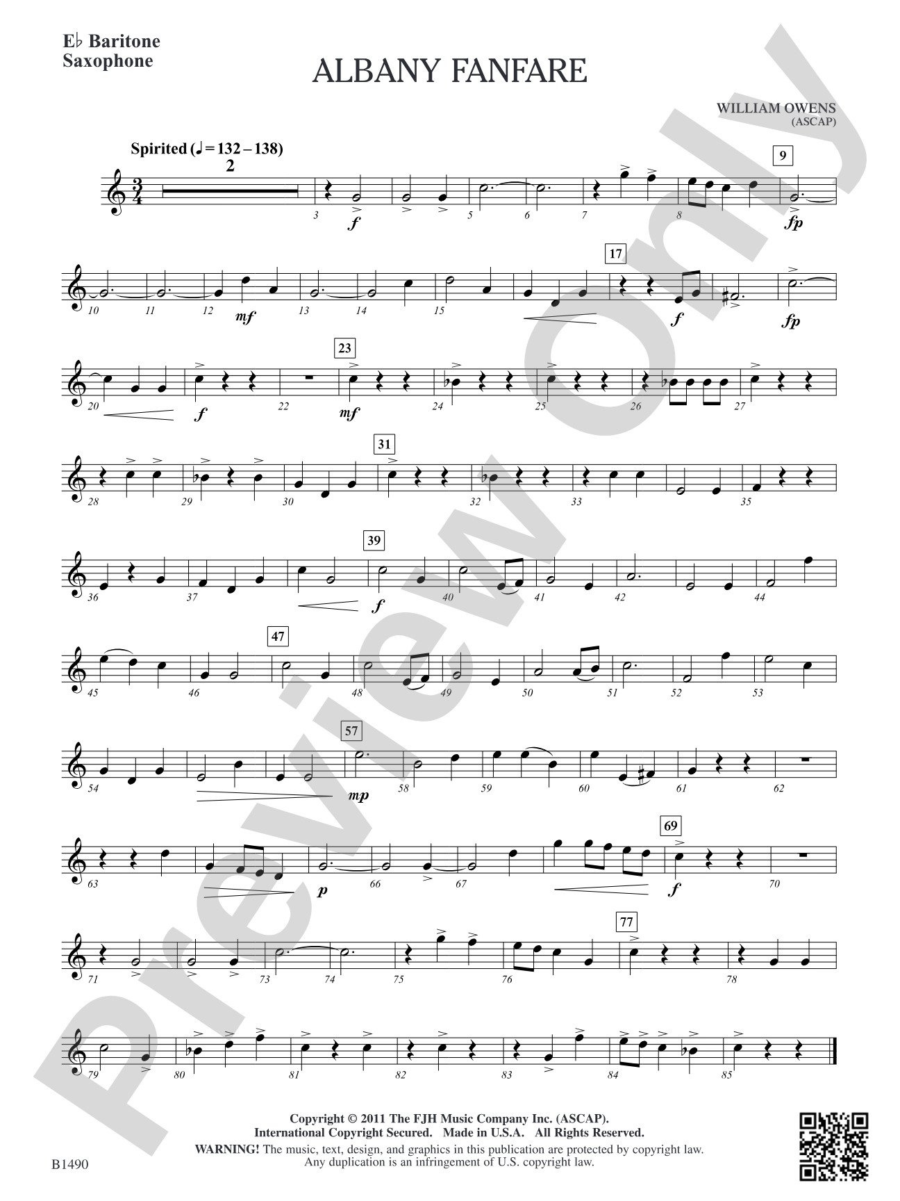 Albany Fanfare: E-flat Baritone Saxophone