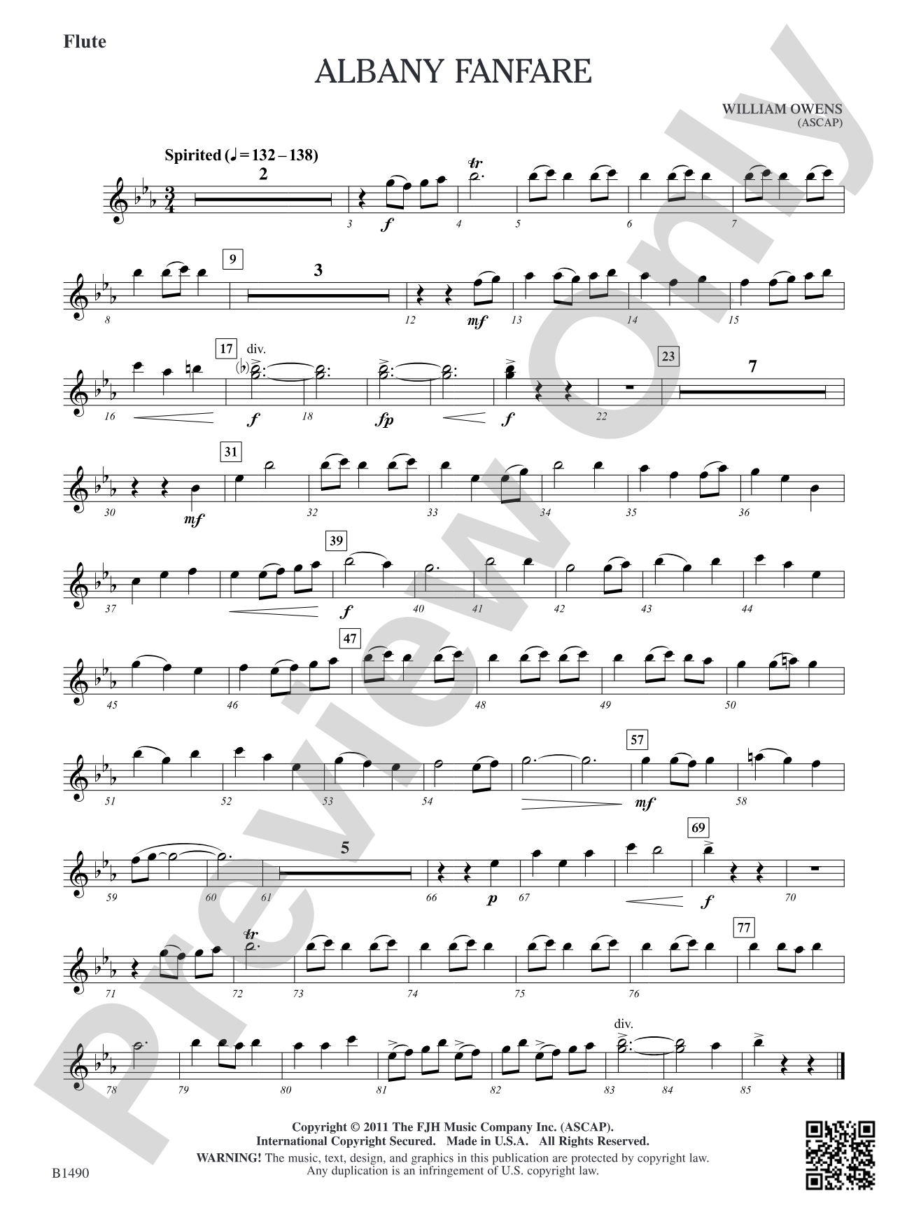 Albany Fanfare: Flute