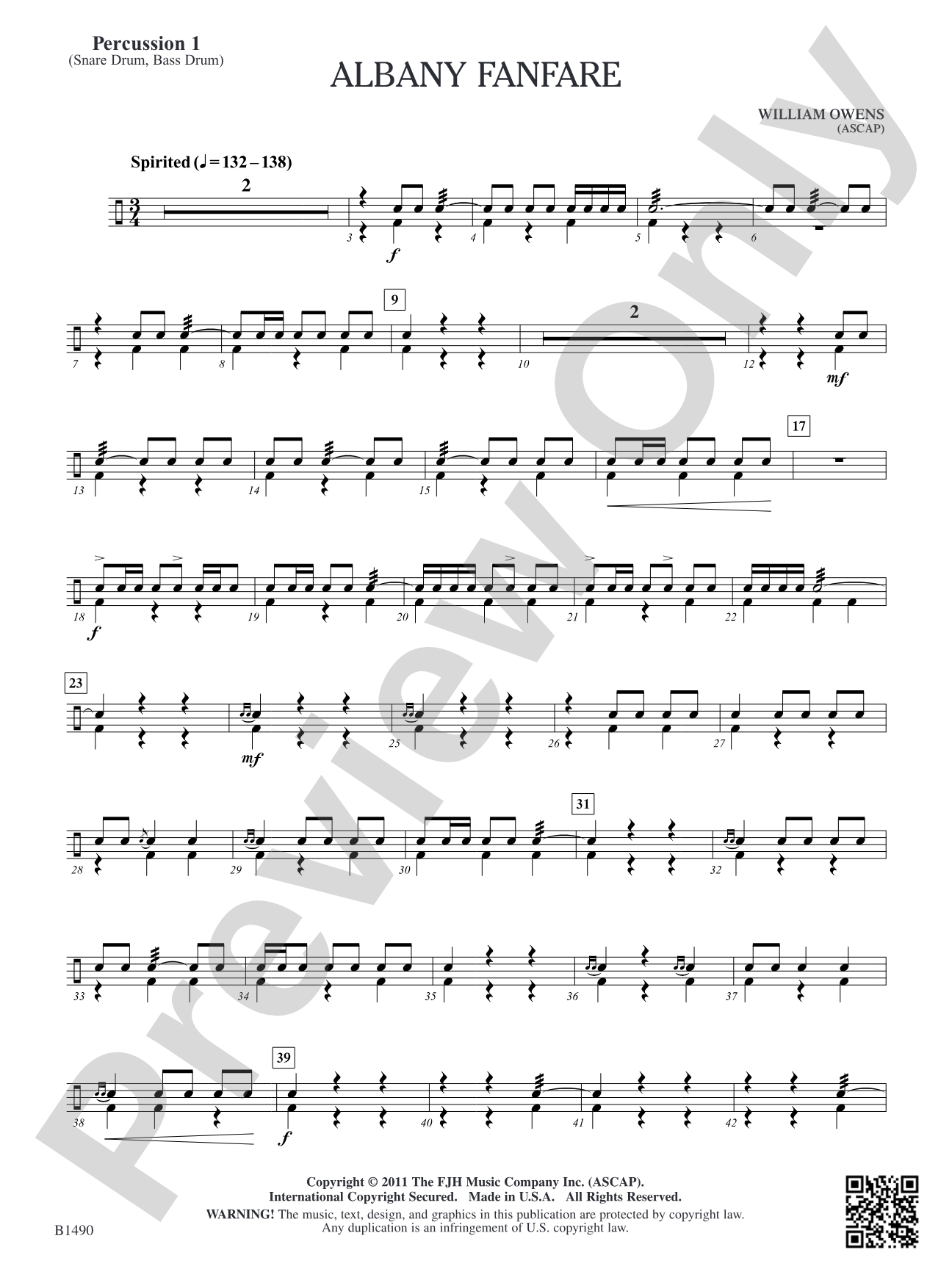 Albany Fanfare: Percussion 1