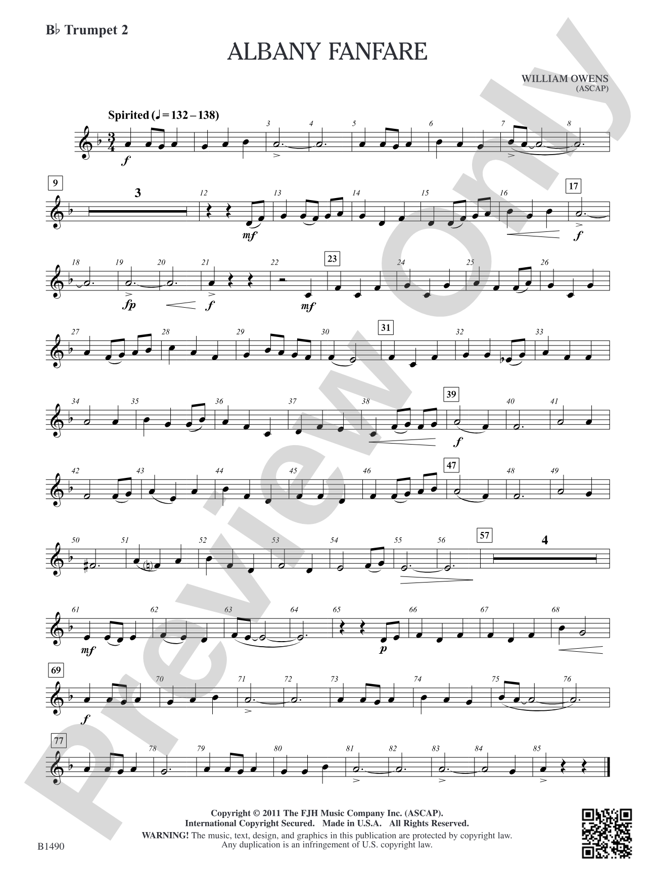 Albany Fanfare: B-flat Trumpet 2