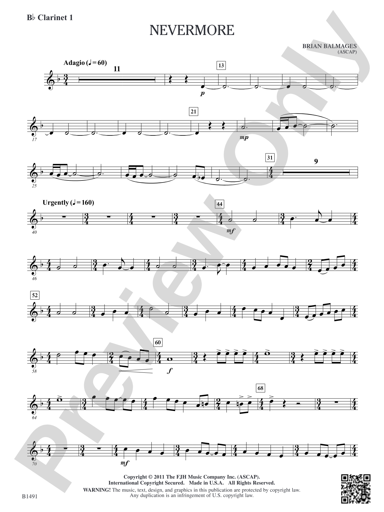 Nevermore: B-flat Clarinet 1