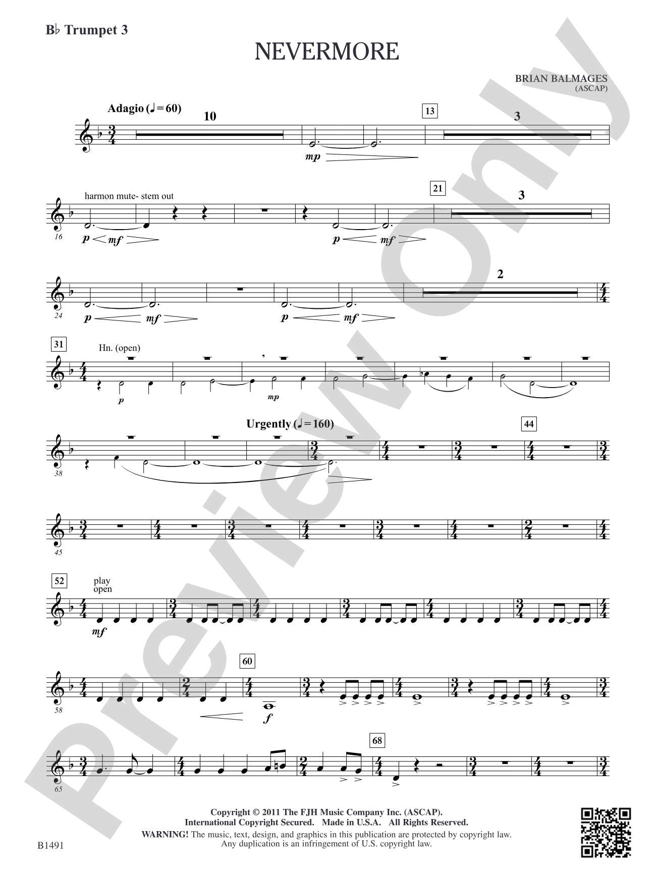 Nevermore: B-flat Trumpet 3