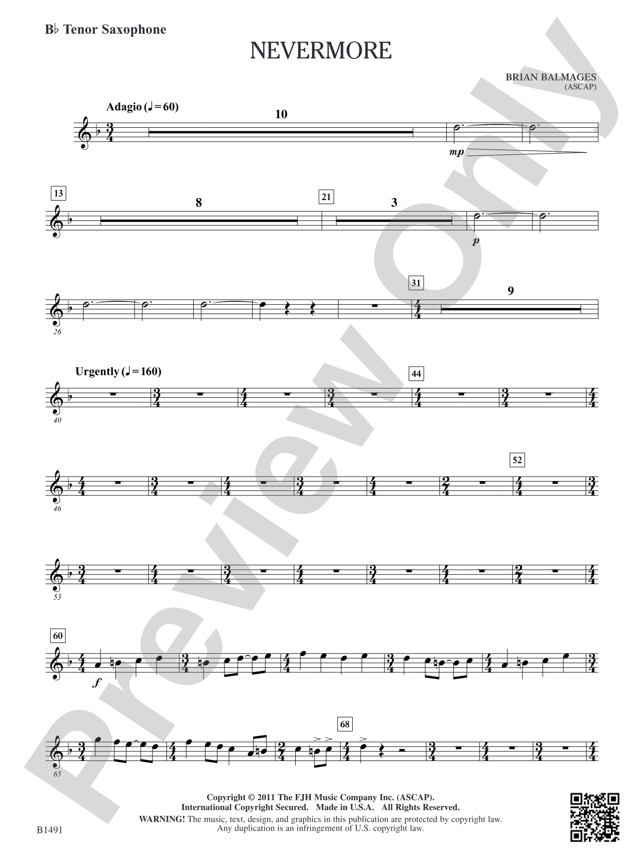Nevermore: B-flat Tenor Saxophone