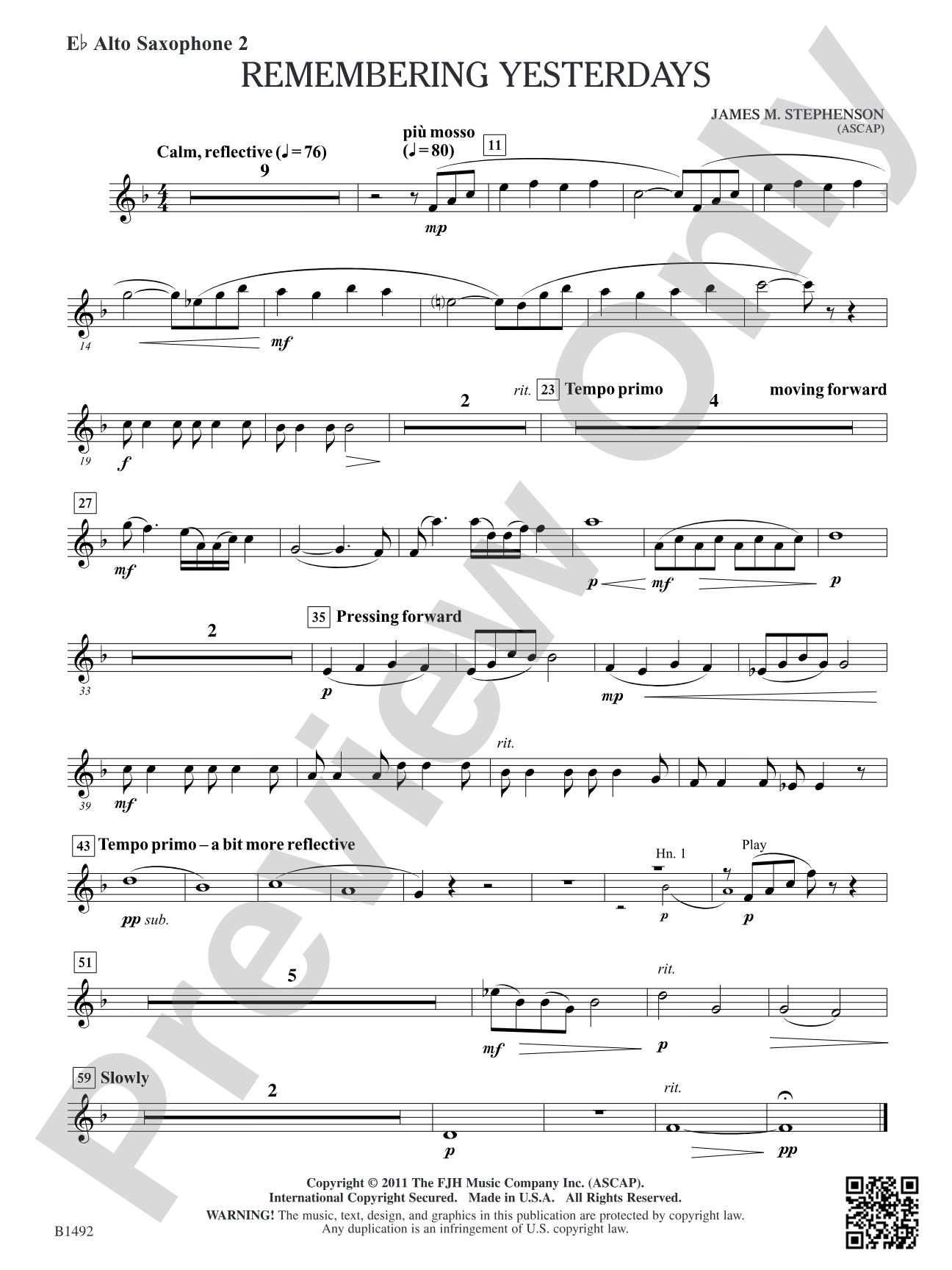 Remembering Yesterdays: E-flat Alto Saxophone 2