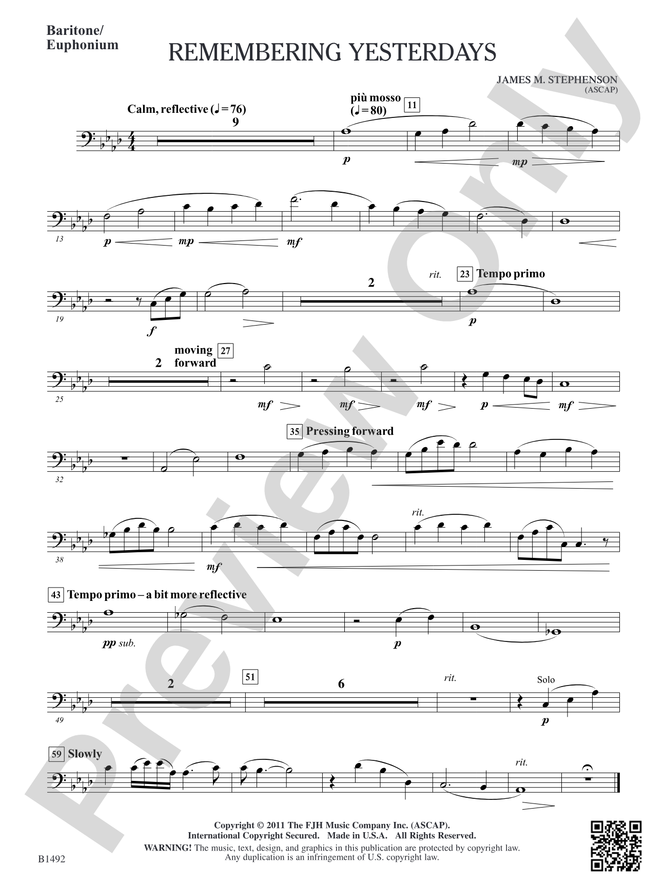 Remembering Yesterdays: Baritone/Euphonium