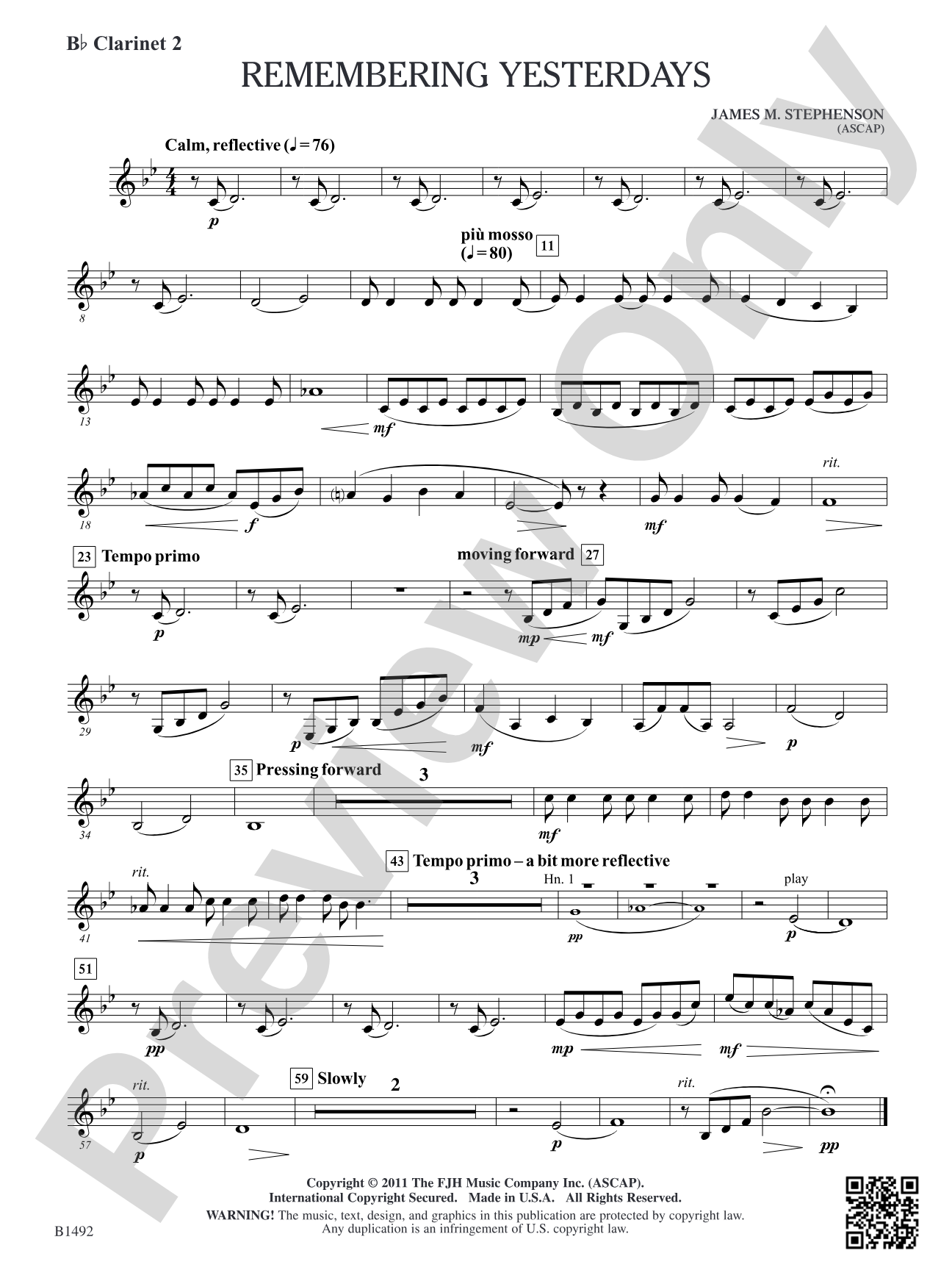 Remembering Yesterdays: B-flat Clarinet 2
