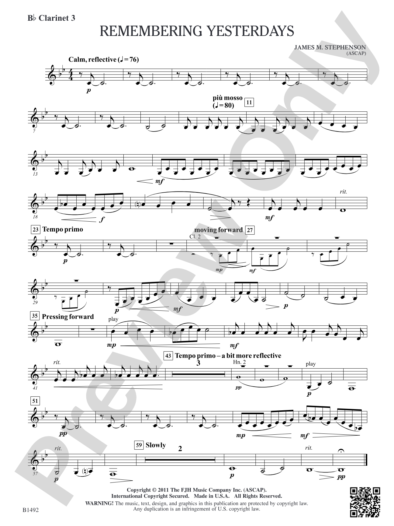 Remembering Yesterdays: B-flat Clarinet 3