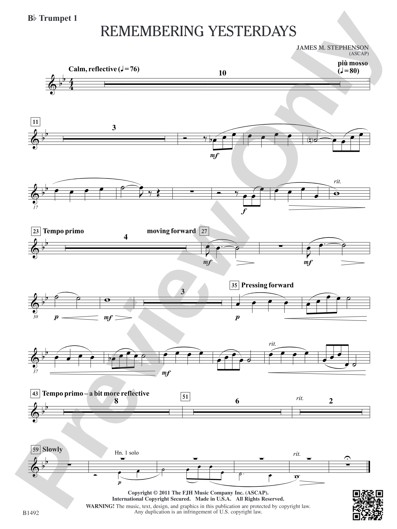 Remembering Yesterdays: B-flat Trumpet 1