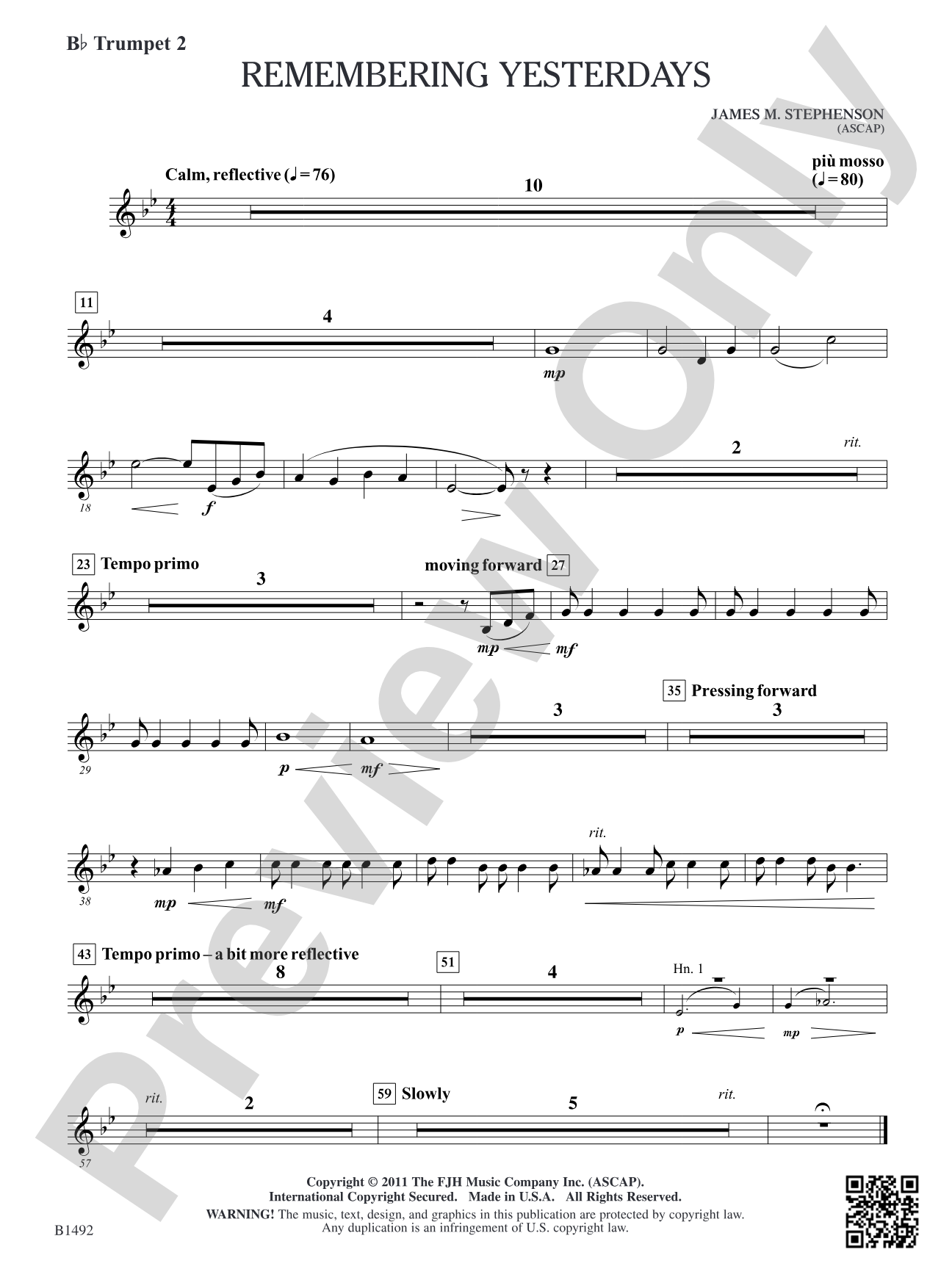 Remembering Yesterdays: B-flat Trumpet 2