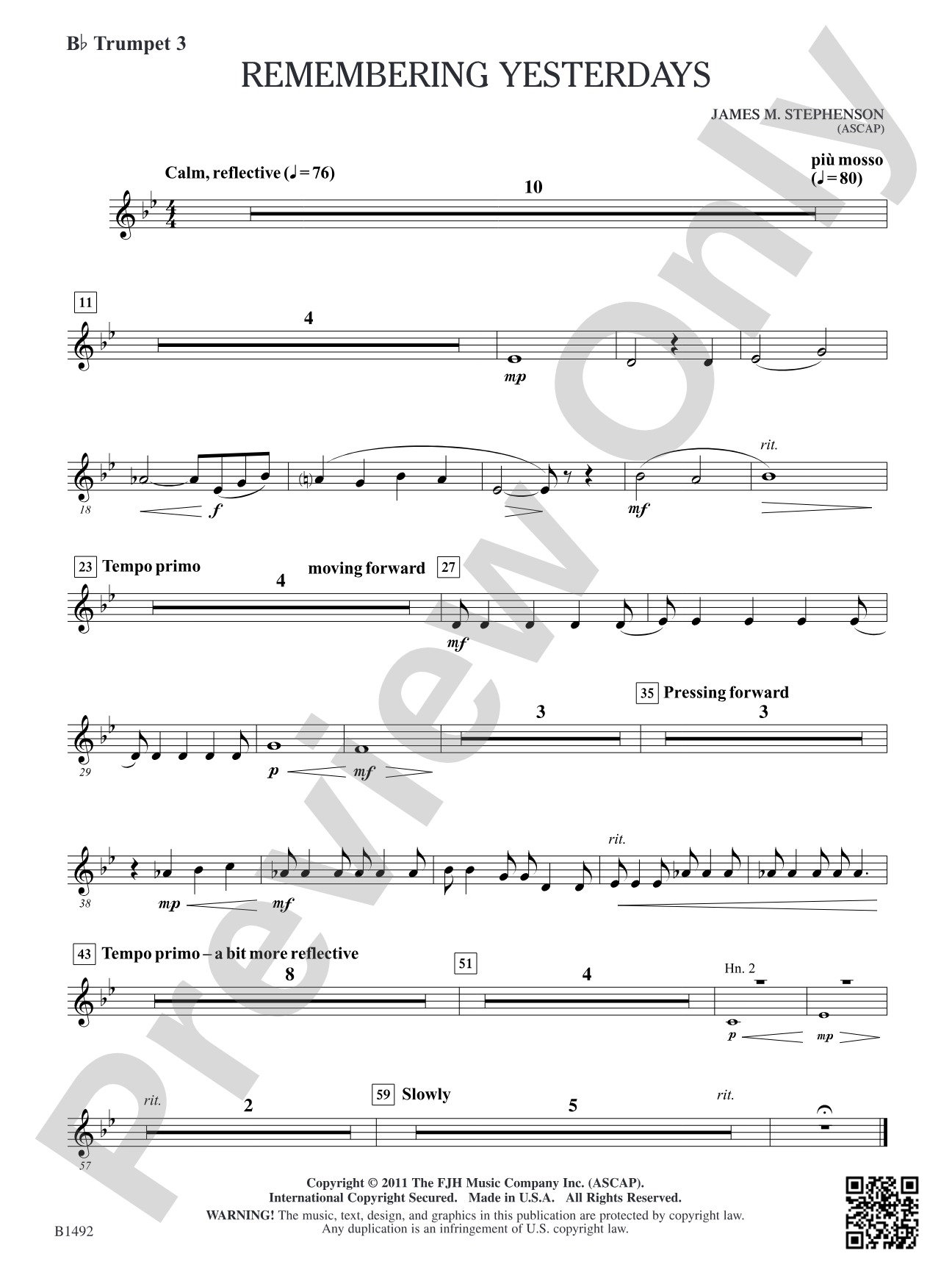 Remembering Yesterdays: B-flat Trumpet 3