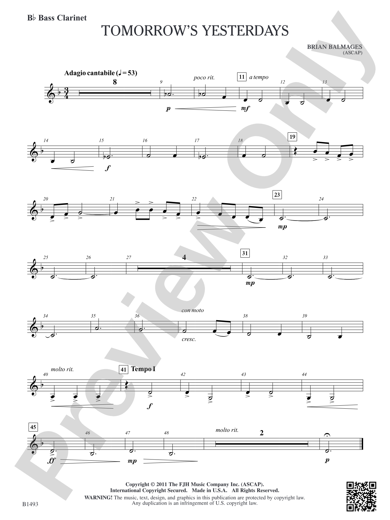 Tomorrow's Yesterdays: B-flat Bass Clarinet