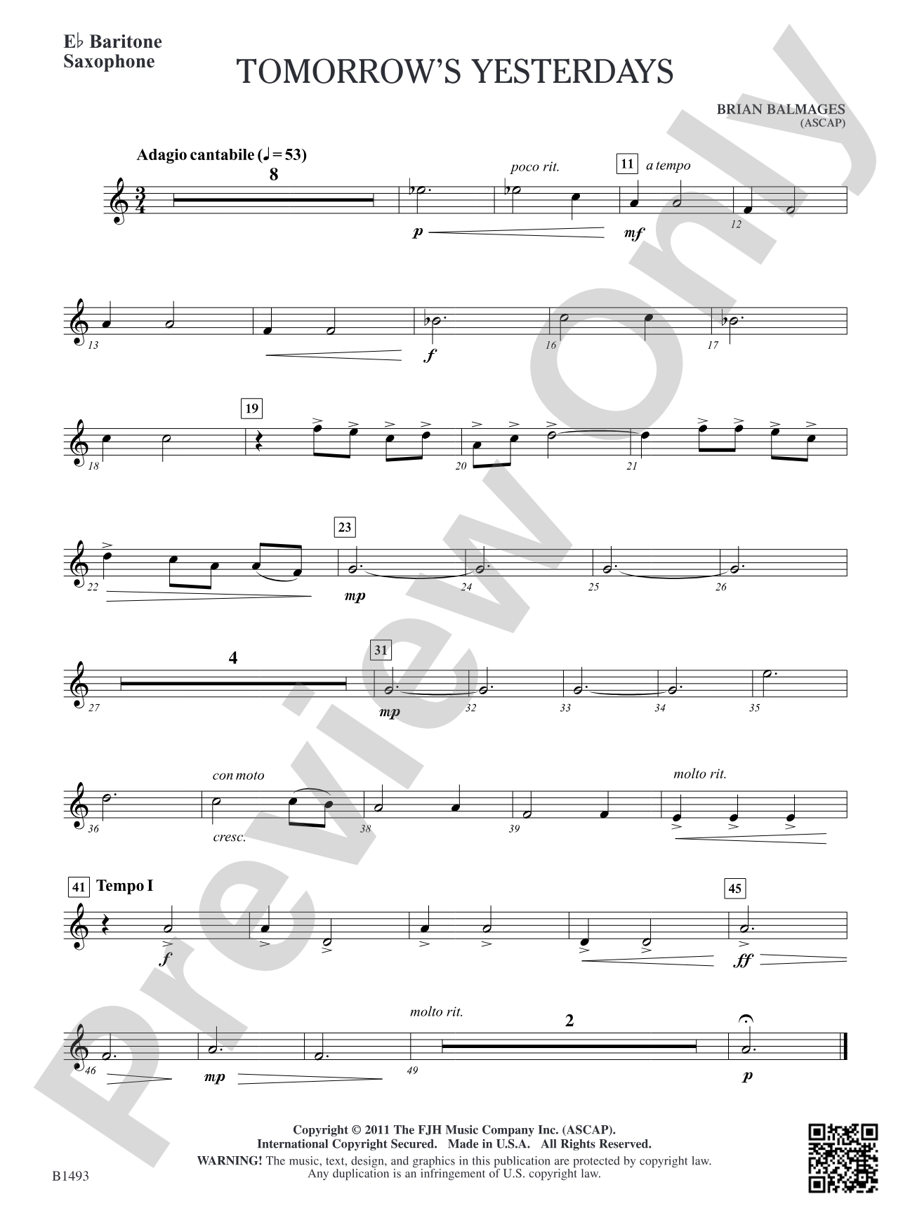 Tomorrow's Yesterdays: E-flat Baritone Saxophone