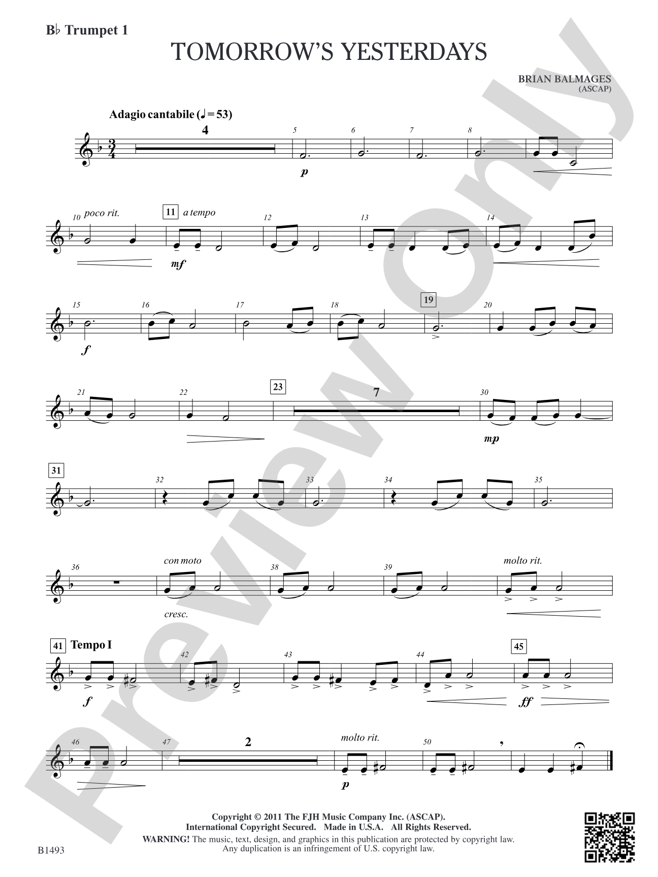 Tomorrow's Yesterdays: B-flat Trumpet 1