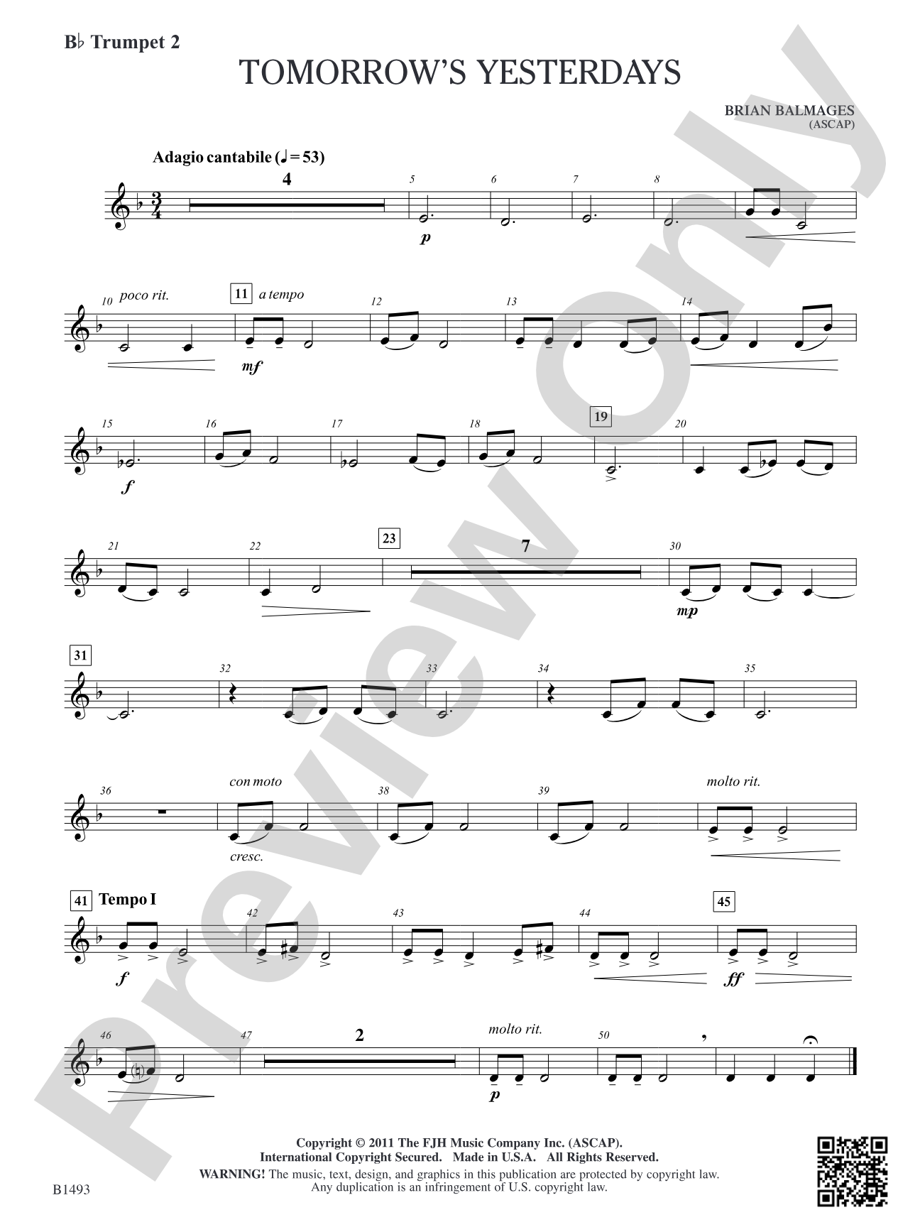 Tomorrow's Yesterdays: B-flat Trumpet 2