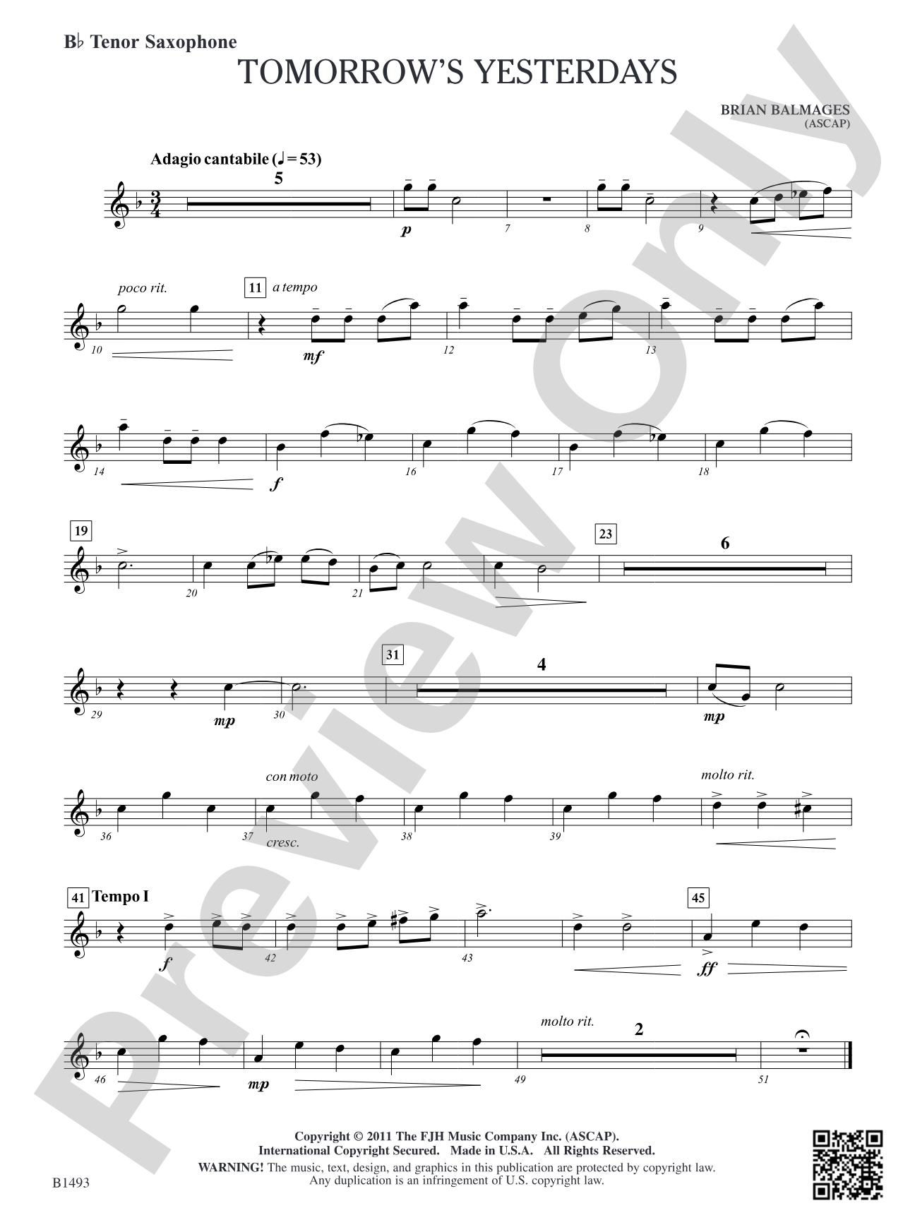 Tomorrow's Yesterdays: B-flat Tenor Saxophone