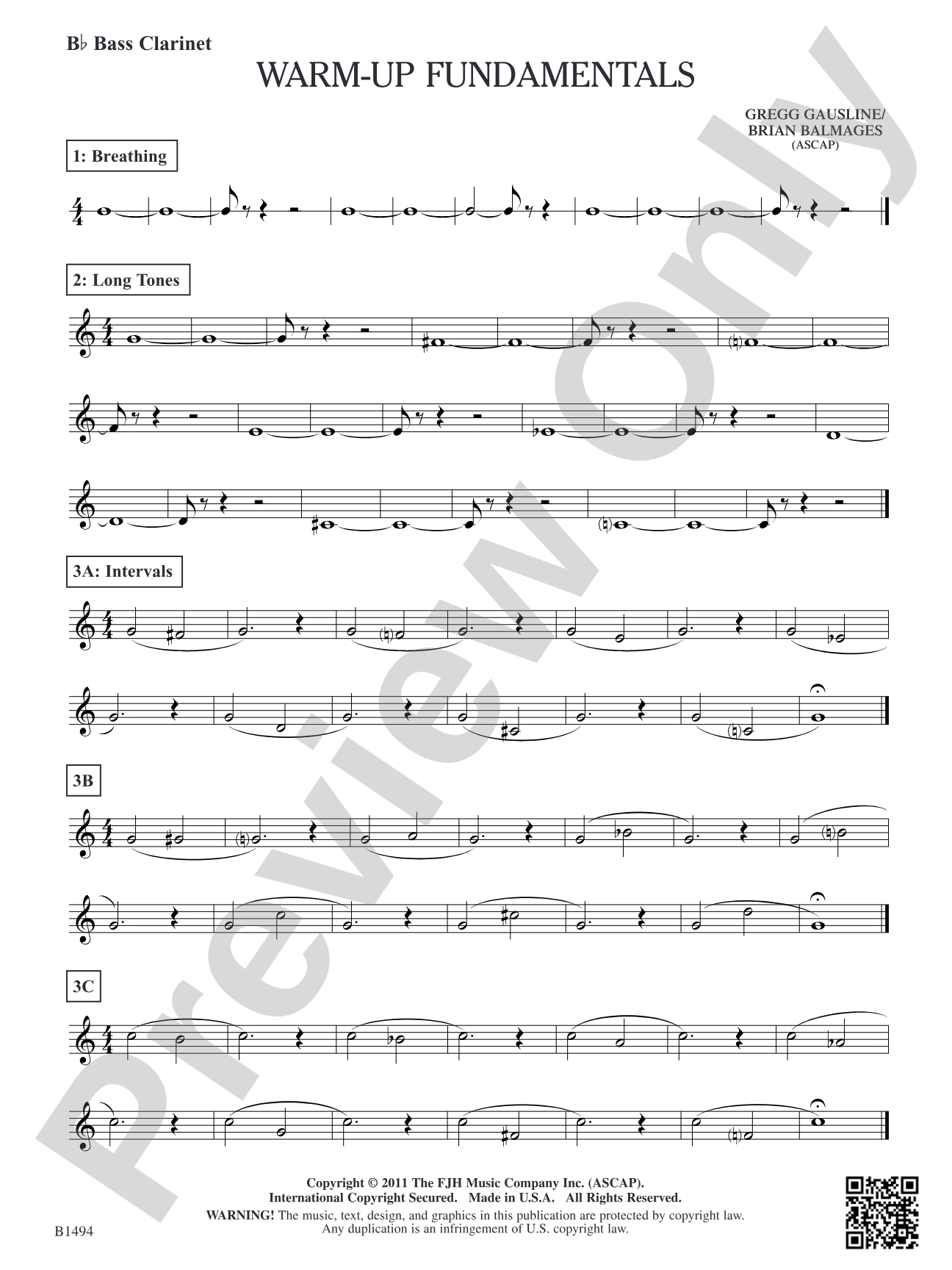 Warm-Up Fundamentals for Concert Band: B-flat Bass Clarinet