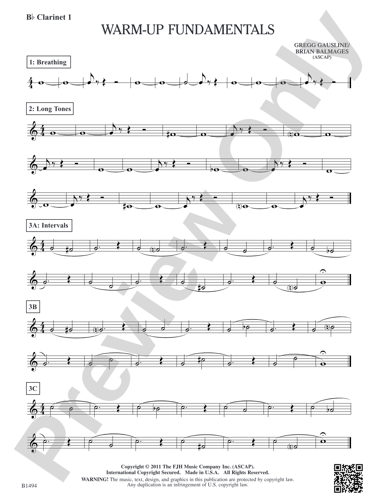 Warm-Up Fundamentals for Concert Band: B-flat Clarinet 1