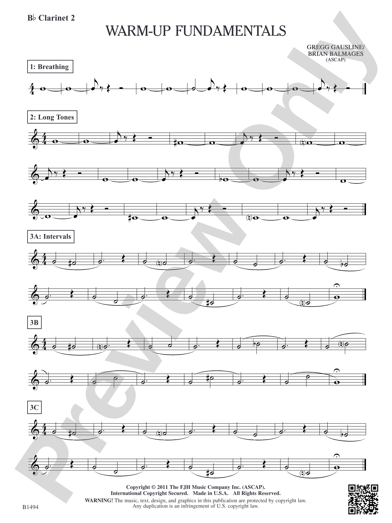 Warm-Up Fundamentals for Concert Band: B-flat Clarinet 2