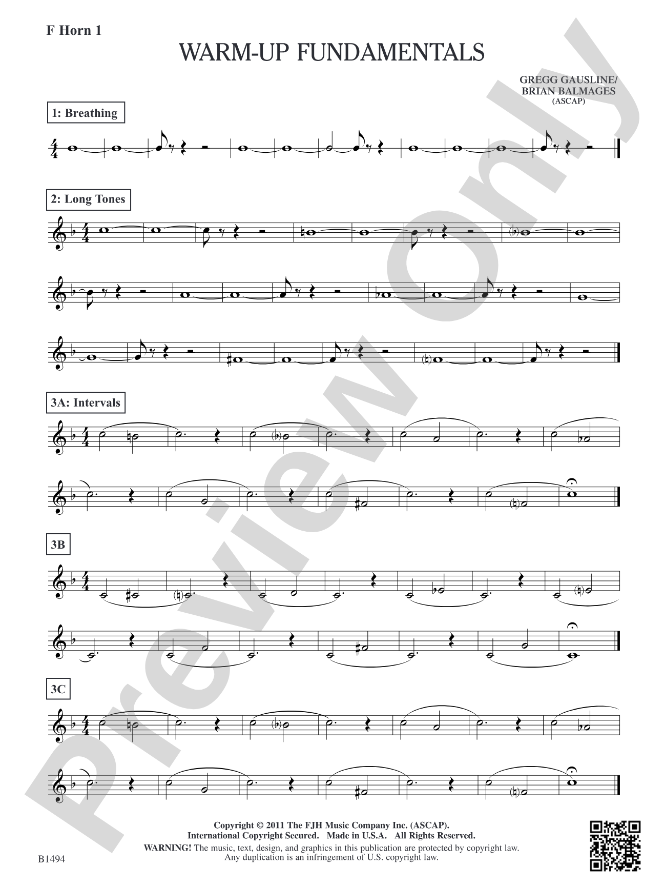 Warm-Up Fundamentals for Concert Band: F Horn 1