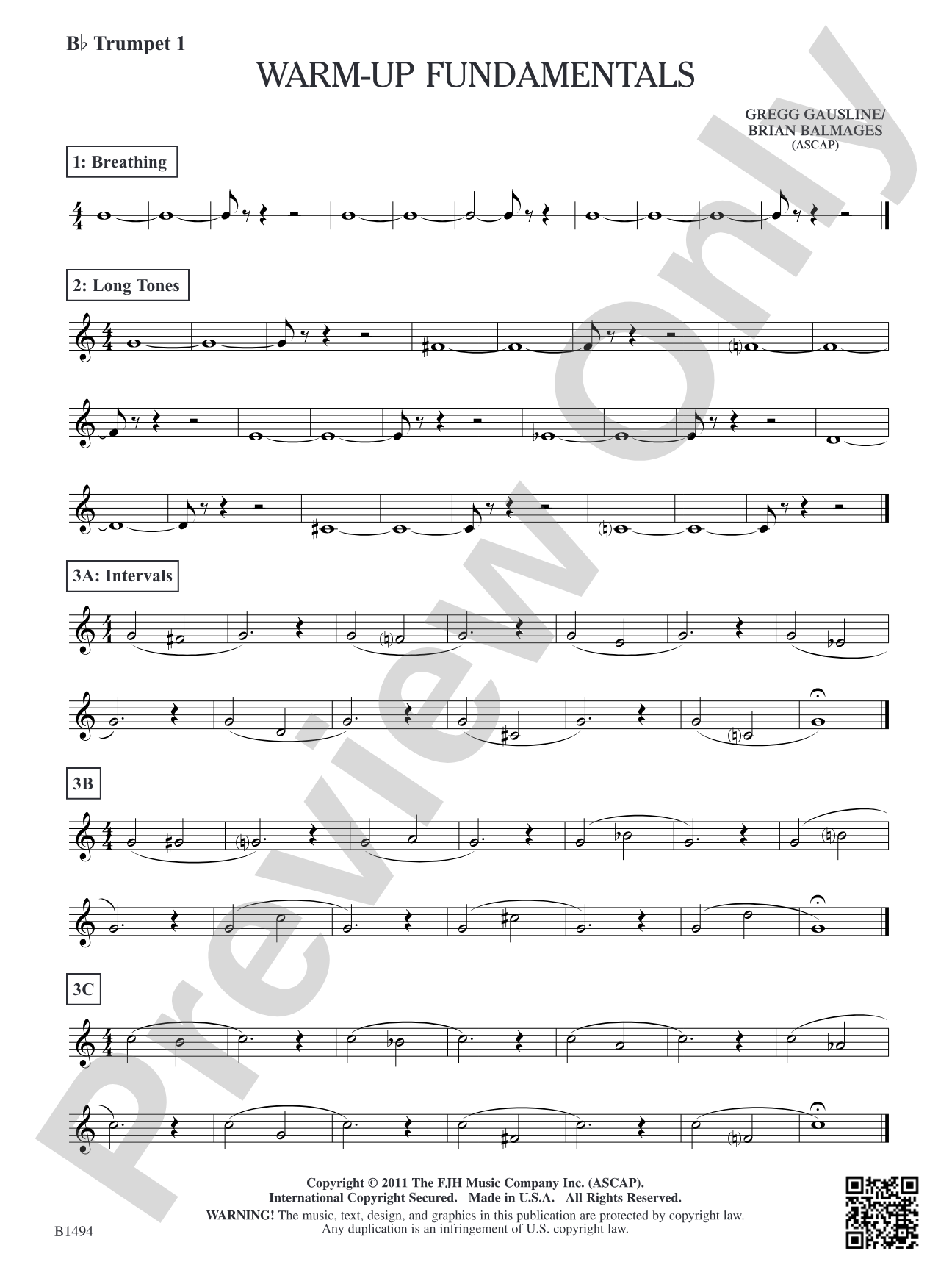Warm-Up Fundamentals for Concert Band: B-flat Trumpet 1