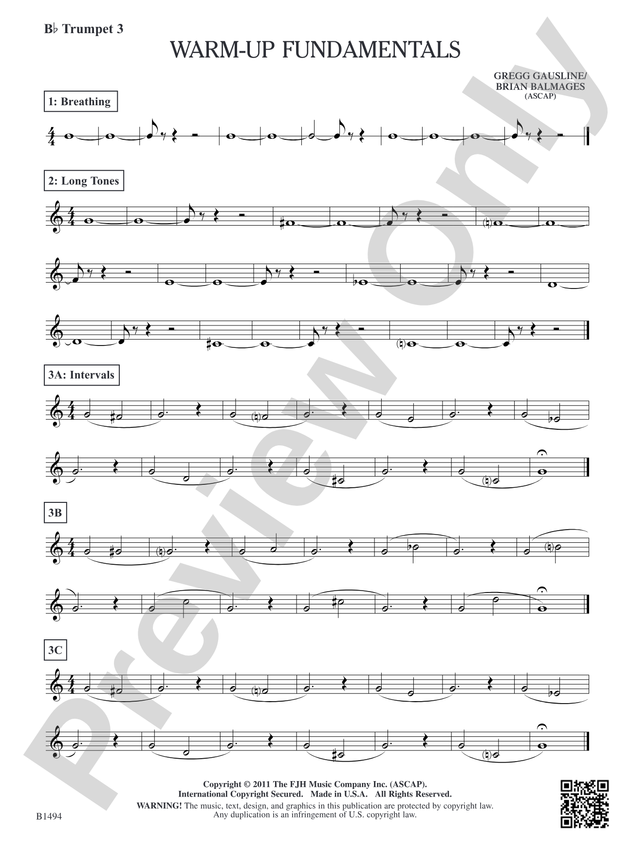 Warm-Up Fundamentals for Concert Band: B-flat Trumpet 3
