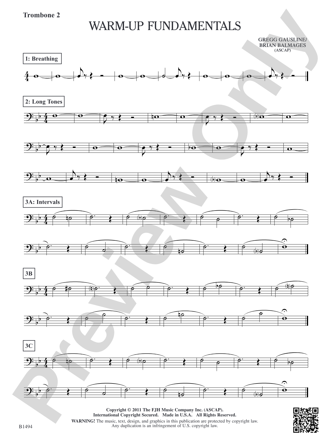 Warm-Up Fundamentals for Concert Band: Trombone 2