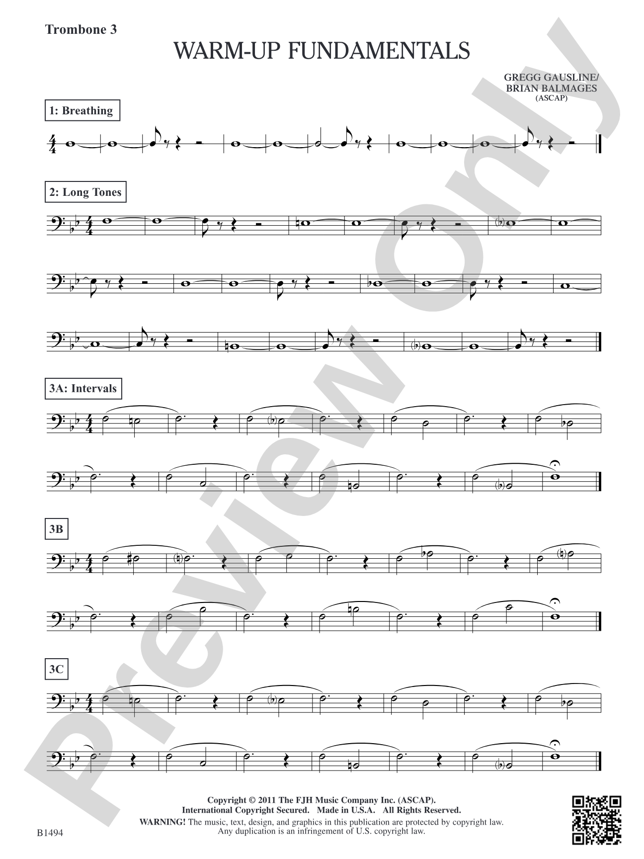 Warm-Up Fundamentals for Concert Band: Trombone 3