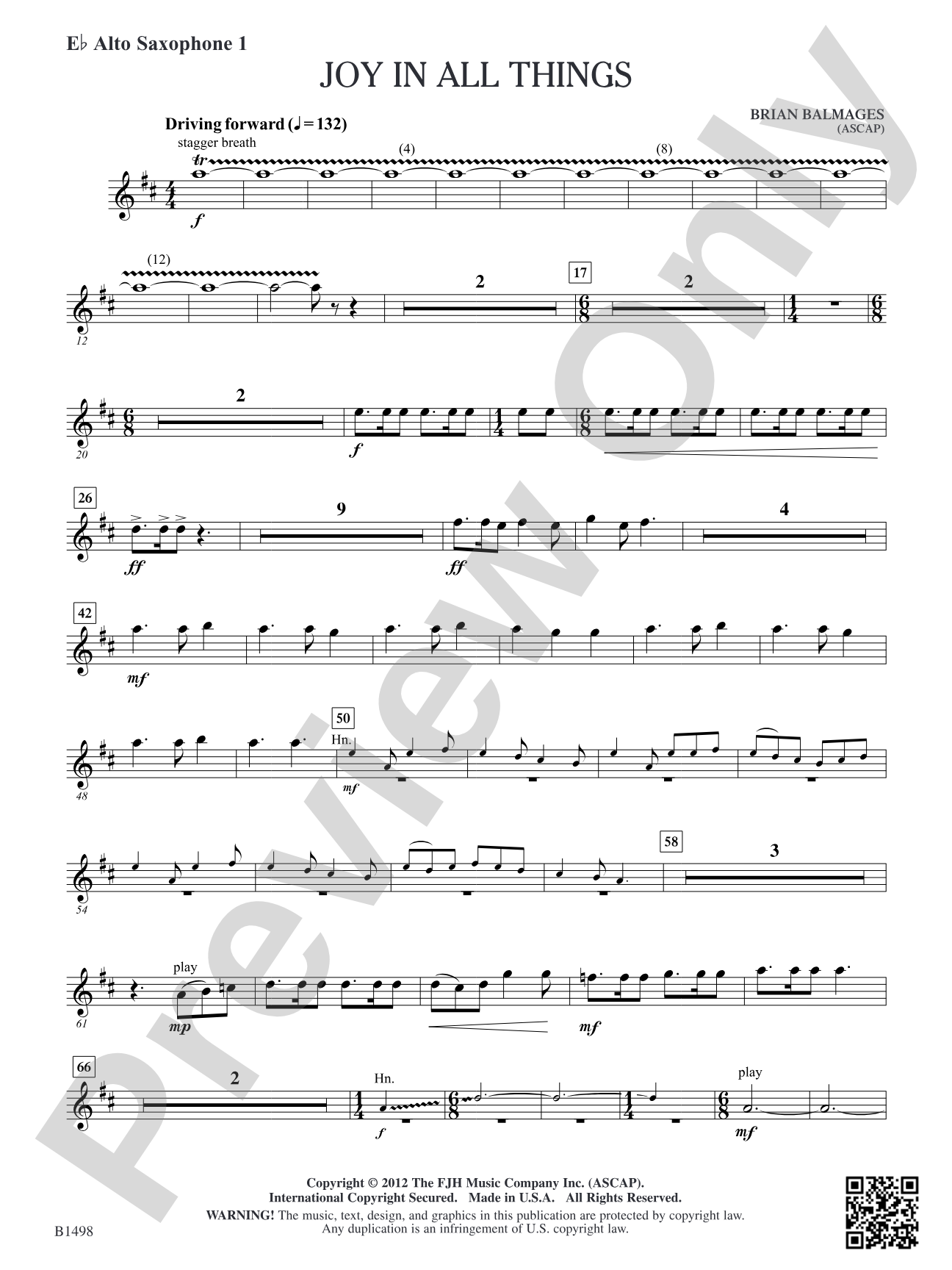 Joy in All Things: E-flat Alto Saxophone 1
