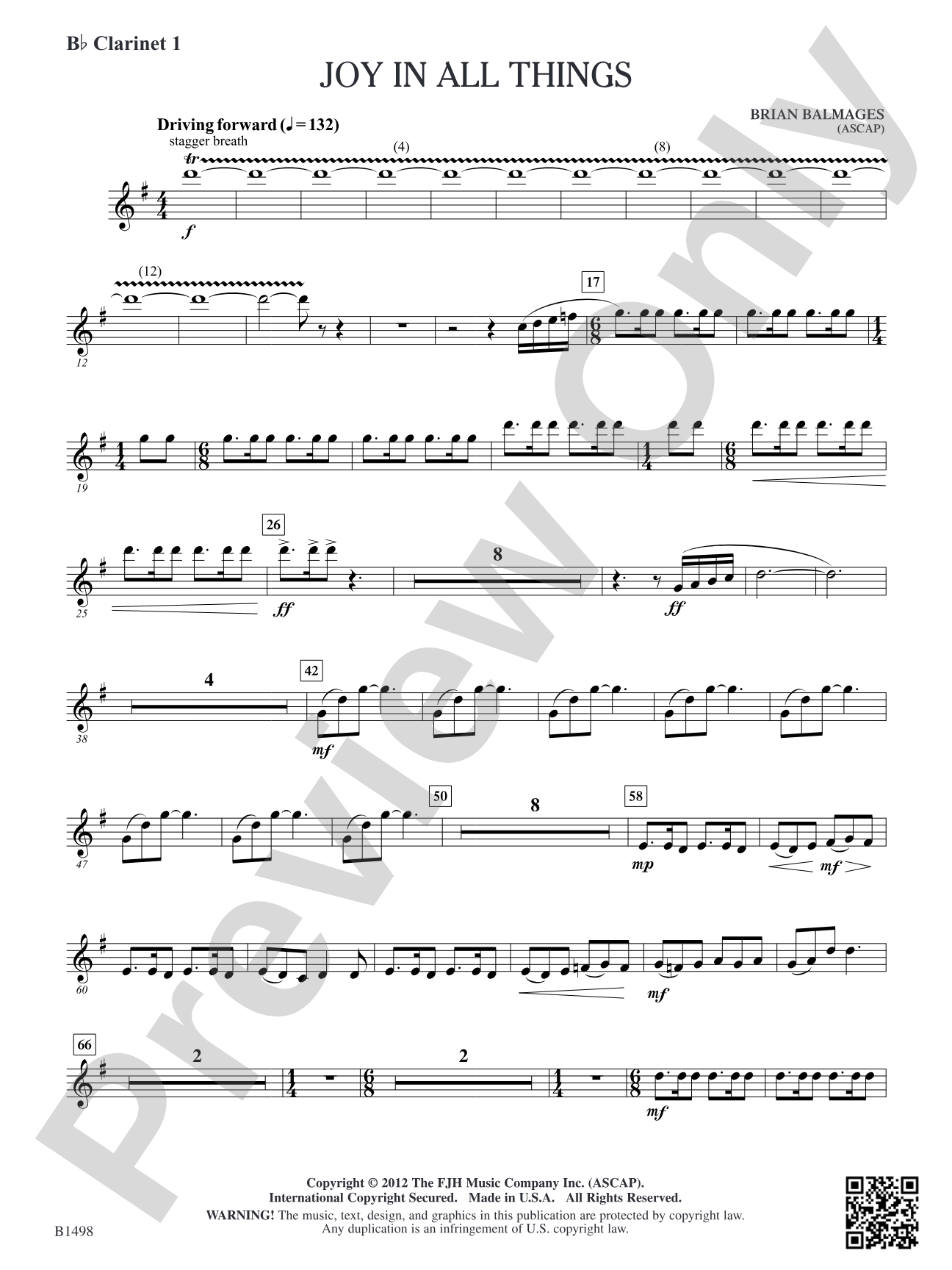 Joy in All Things: B-flat Clarinet 1