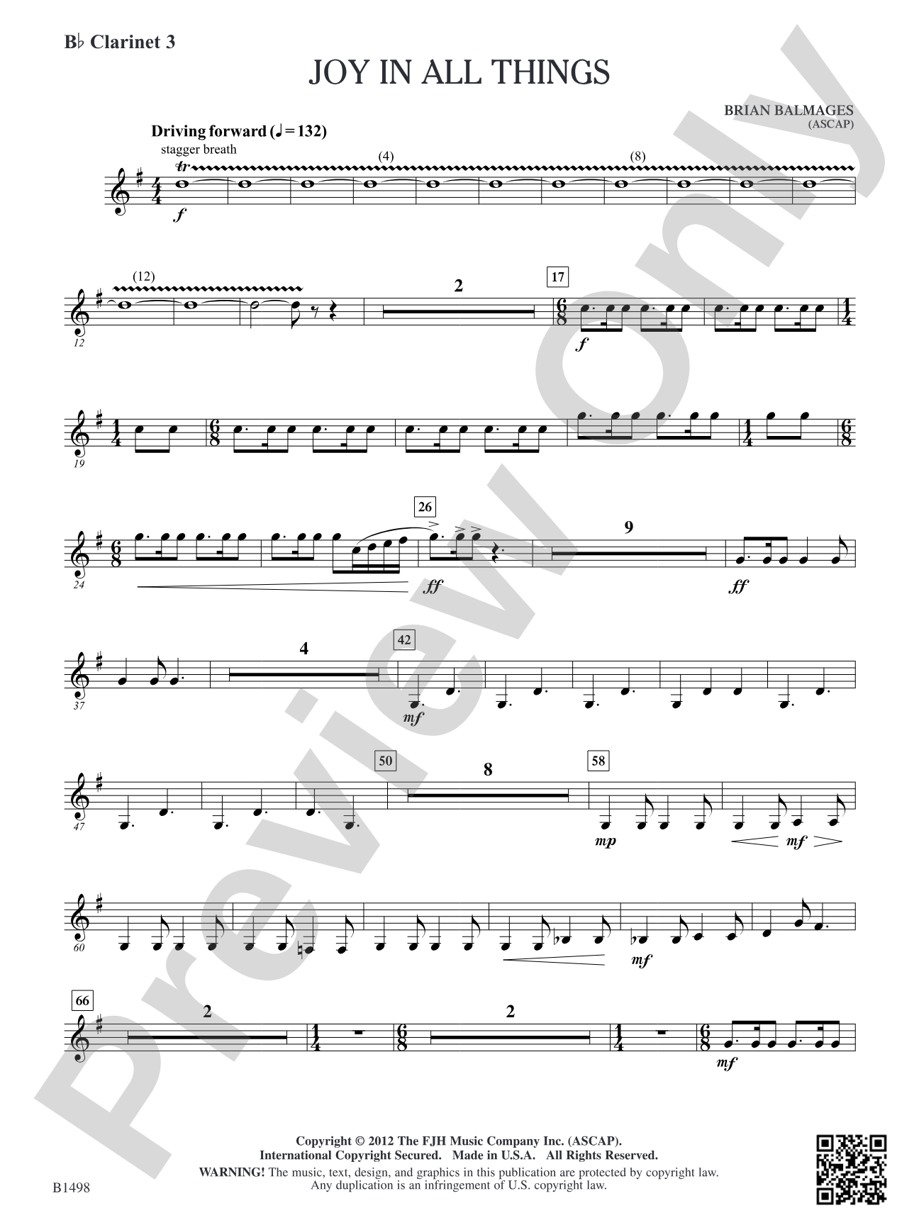 Joy in All Things: B-flat Clarinet 3