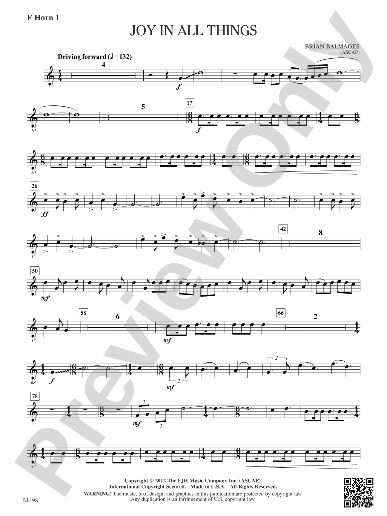 Joy in All Things: F Horn 1