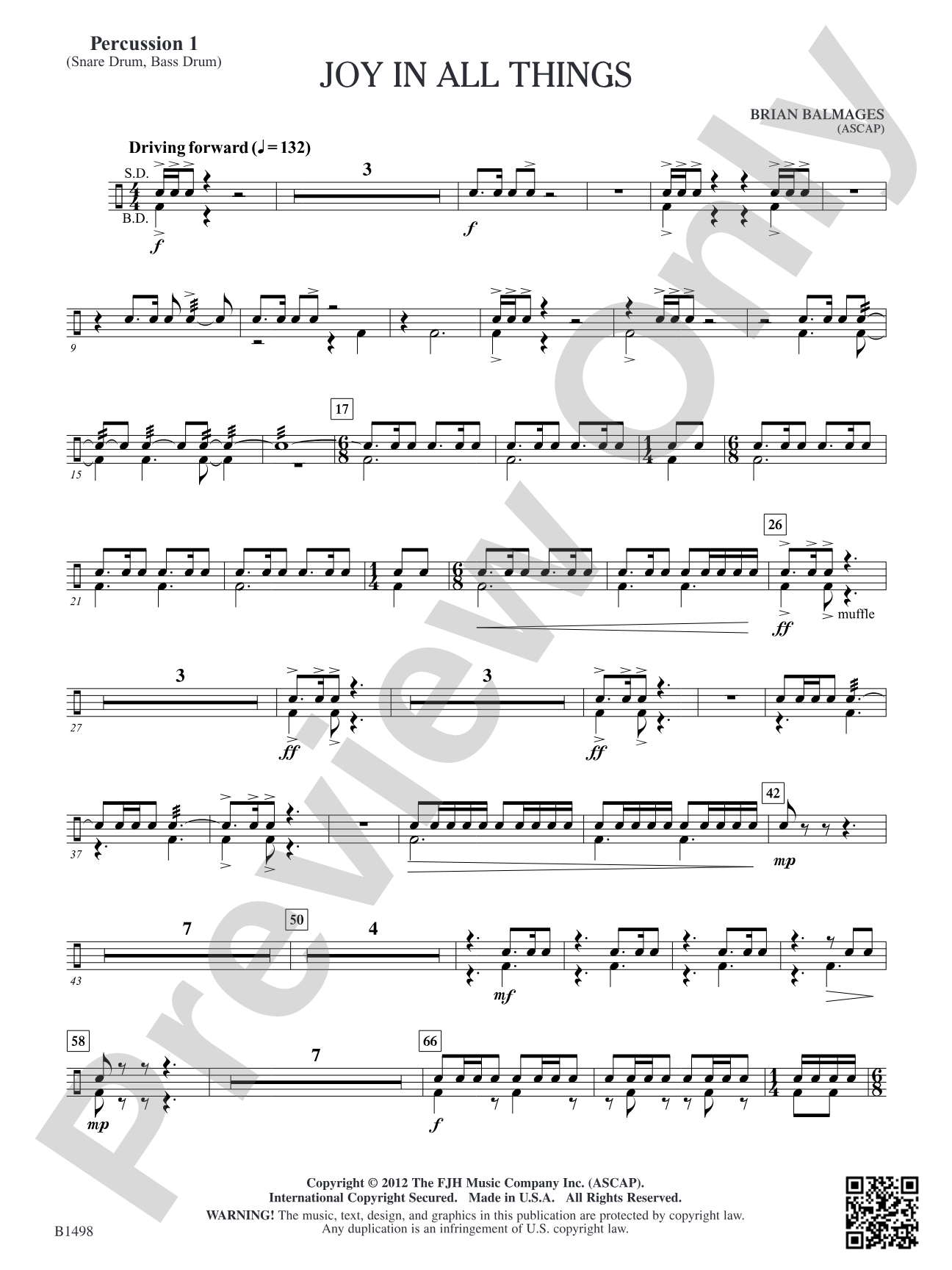 Joy in All Things: Percussion 1