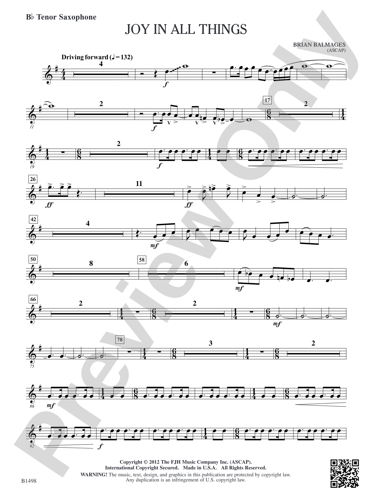Joy in All Things: B-flat Tenor Saxophone