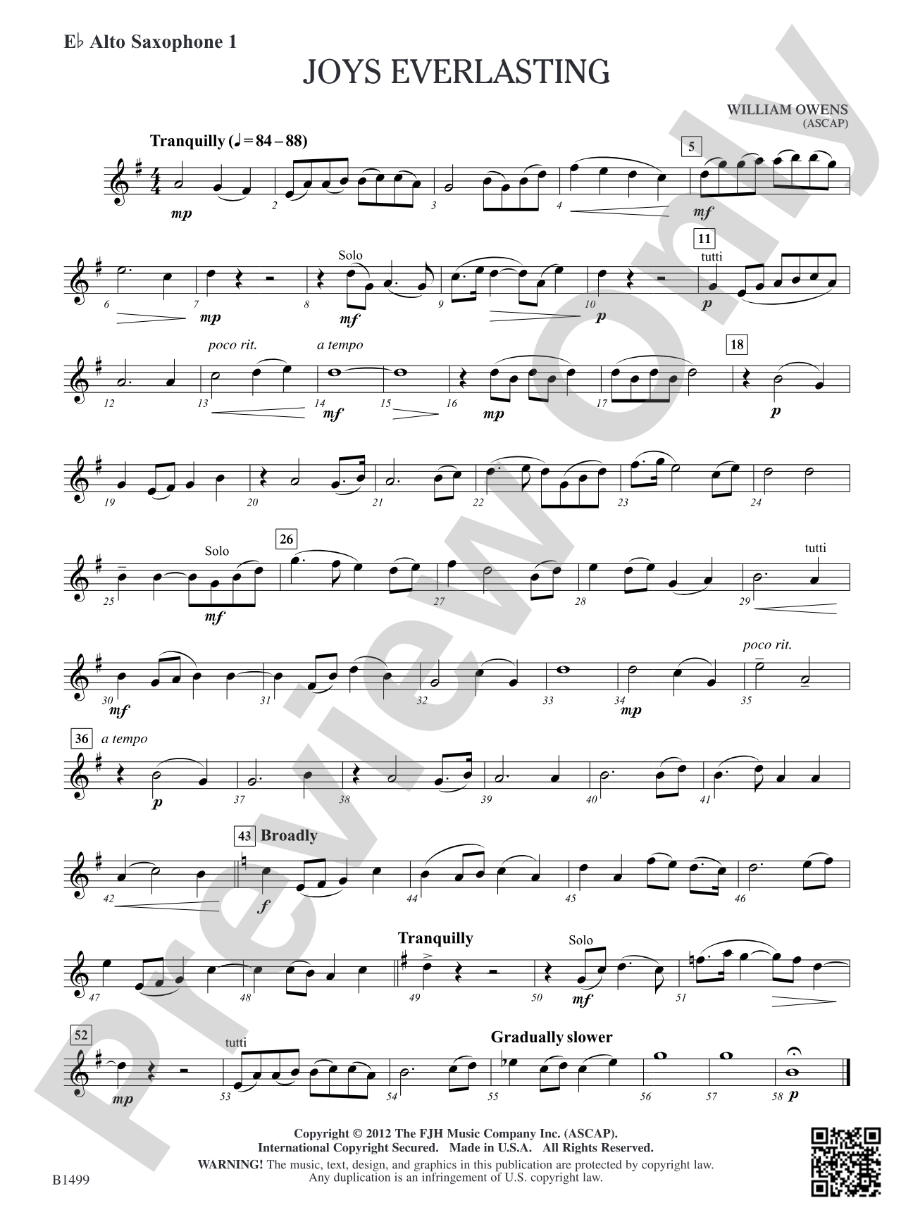 Joys Everlasting: E-flat Alto Saxophone 1
