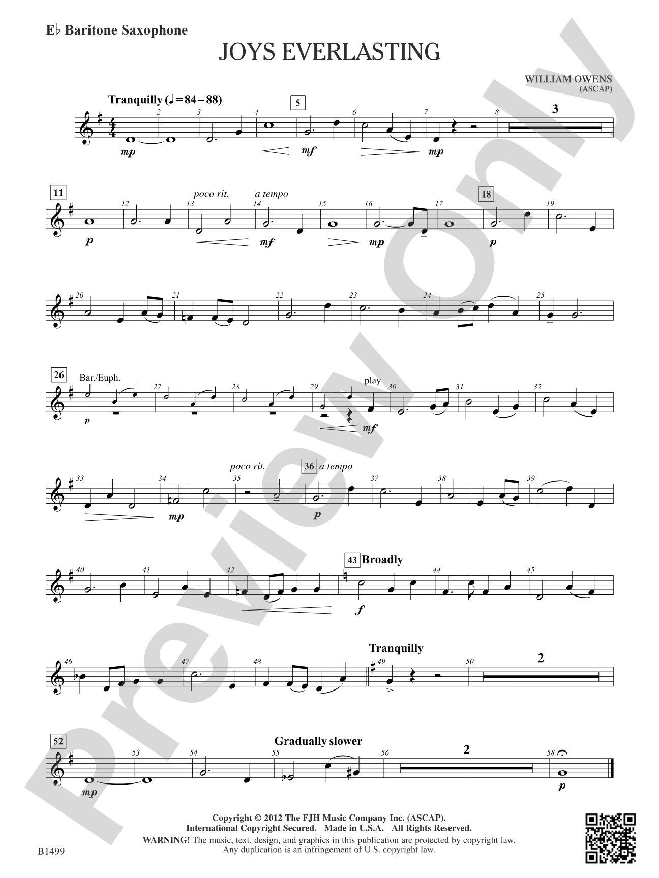 Joys Everlasting: E-flat Baritone Saxophone