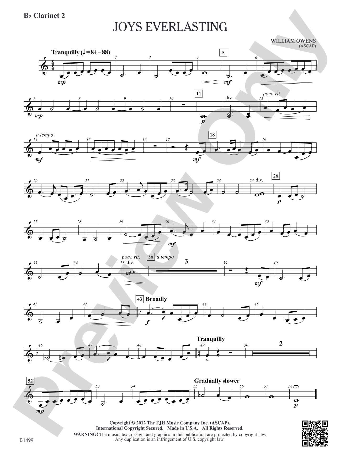 Joys Everlasting: B-flat Clarinet 2
