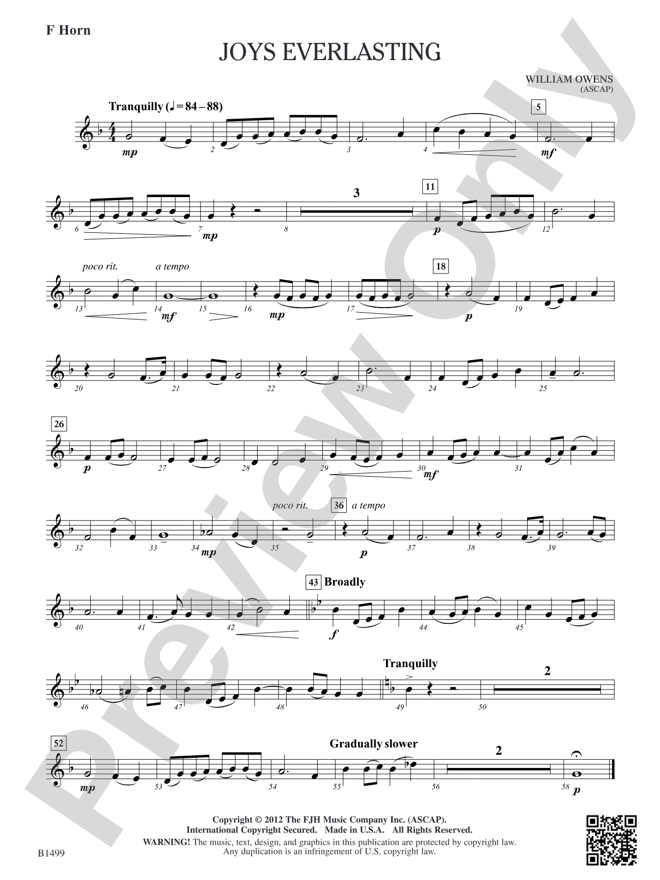 Joys Everlasting: F Horn