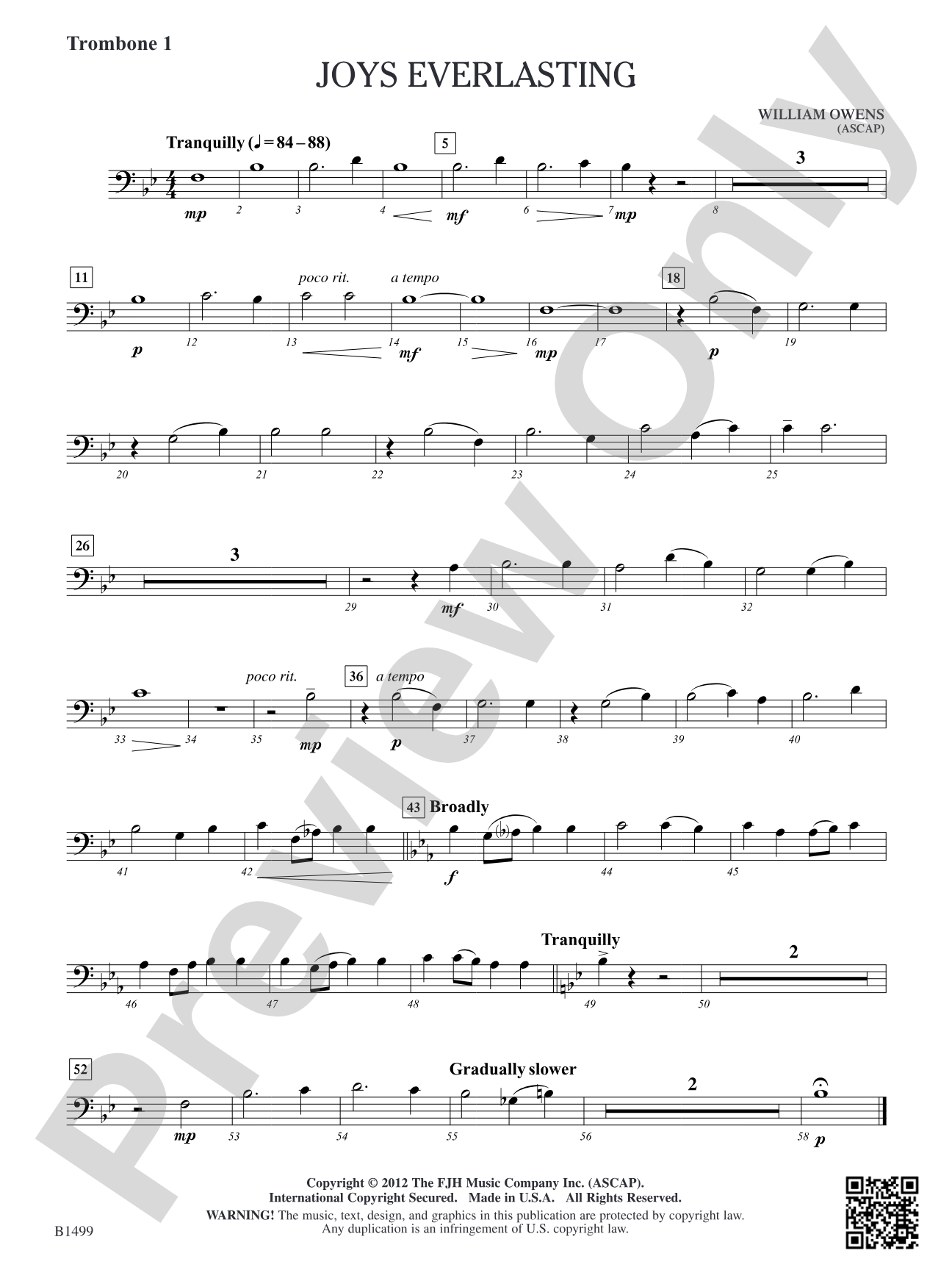 Joys Everlasting: Trombone 1