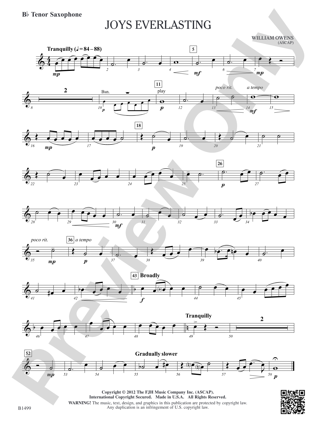 Joys Everlasting: B-flat Tenor Saxophone